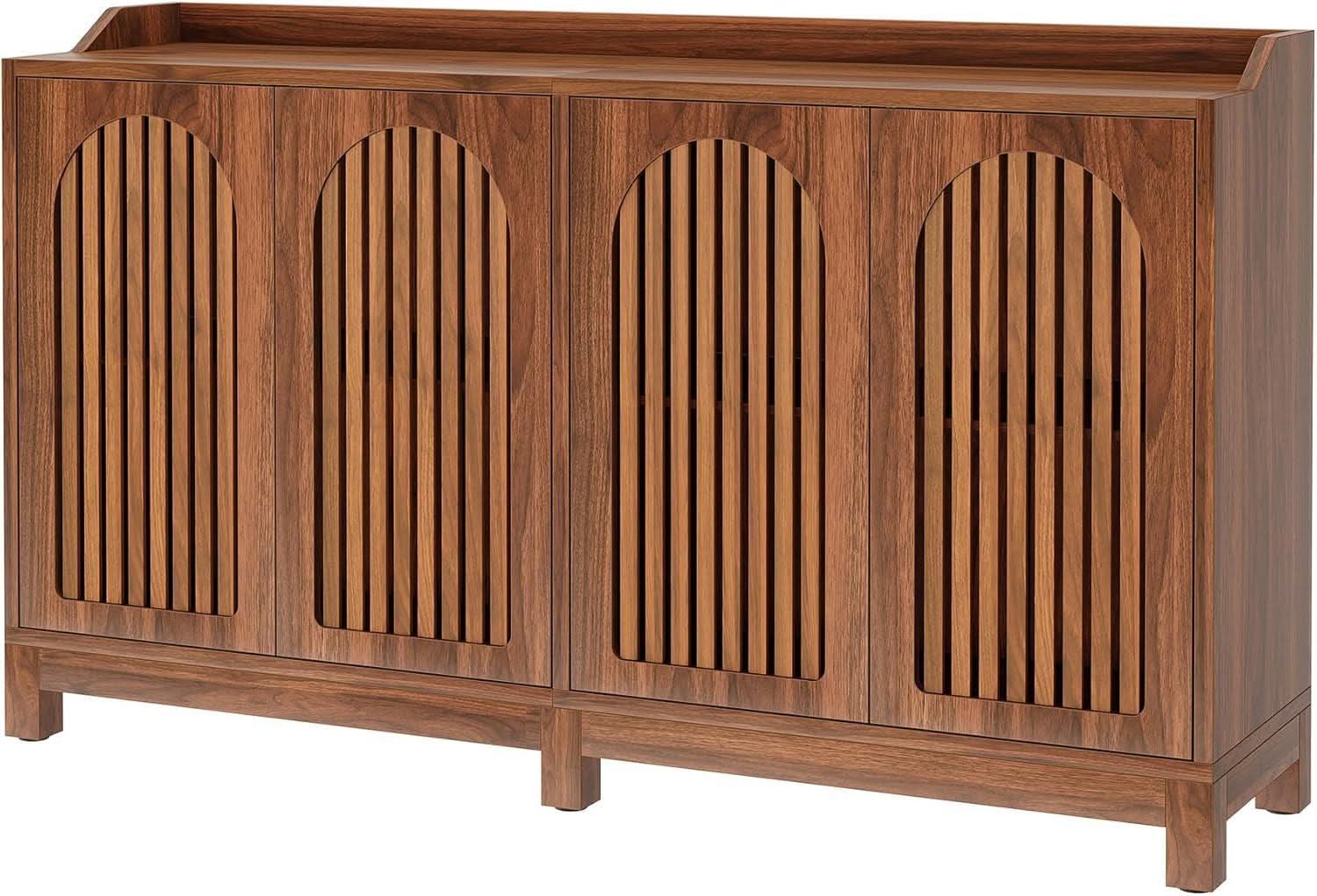57 Inch Farmhouse Sideboard Cabinet With Adjustable Shelves