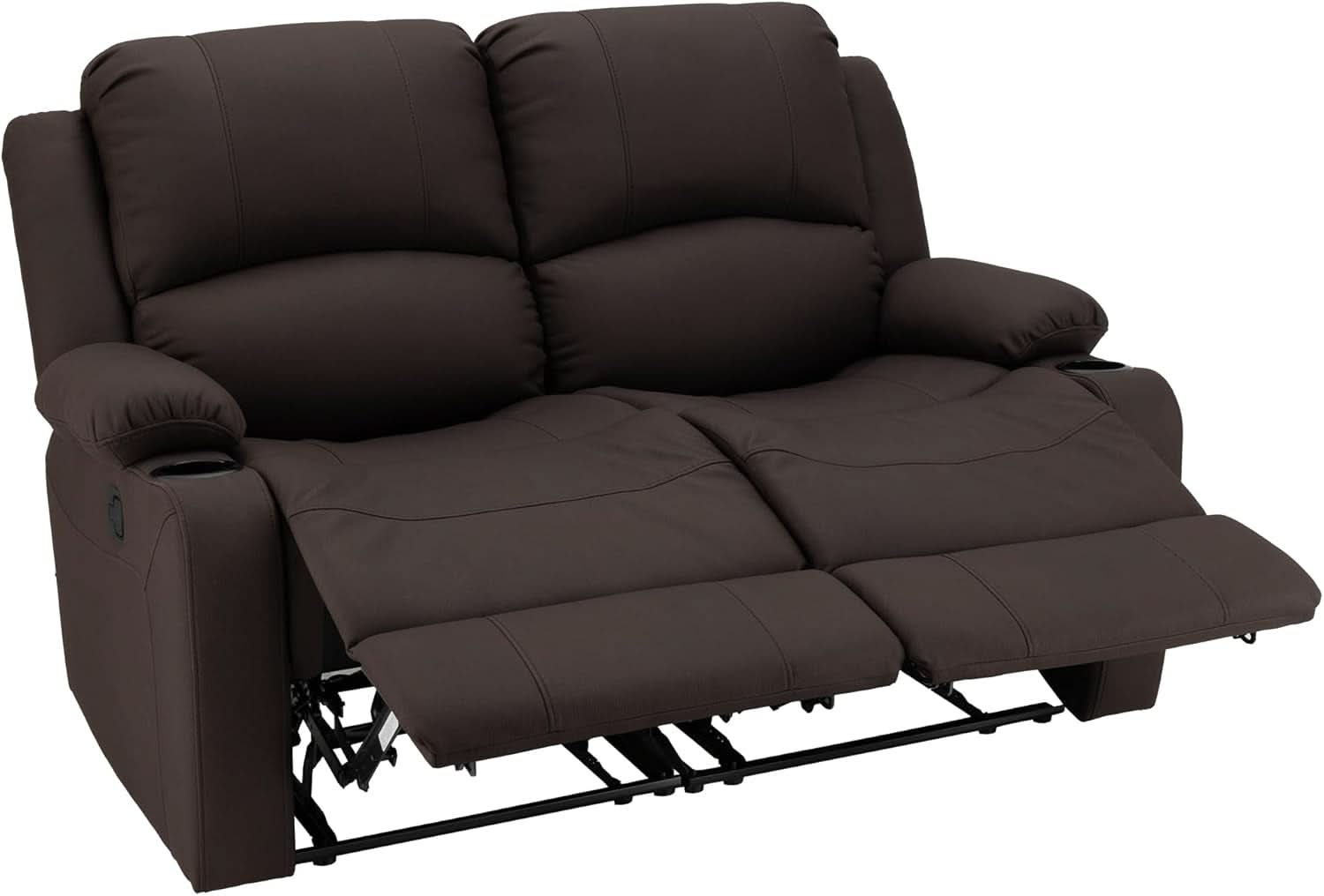 58 Inch Double Wall Hugger Theater Recliner Sofa, Chocolate
