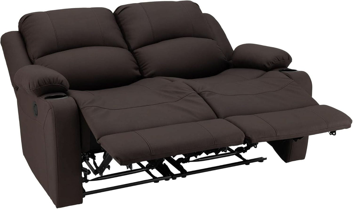 58 Inch Double Wall Hugger Theater Recliner Sofa, Chocolate