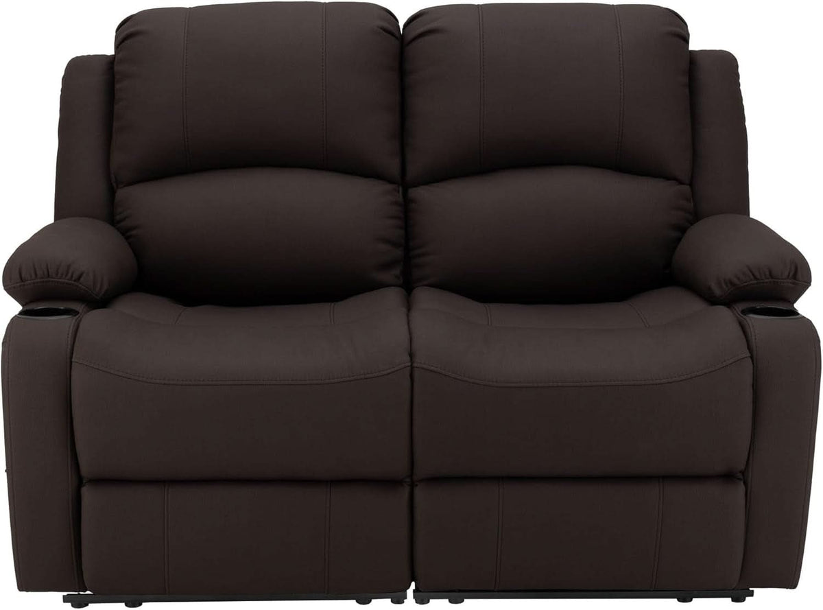 58 Inch Double Wall Hugger Theater Recliner Sofa, Chocolate