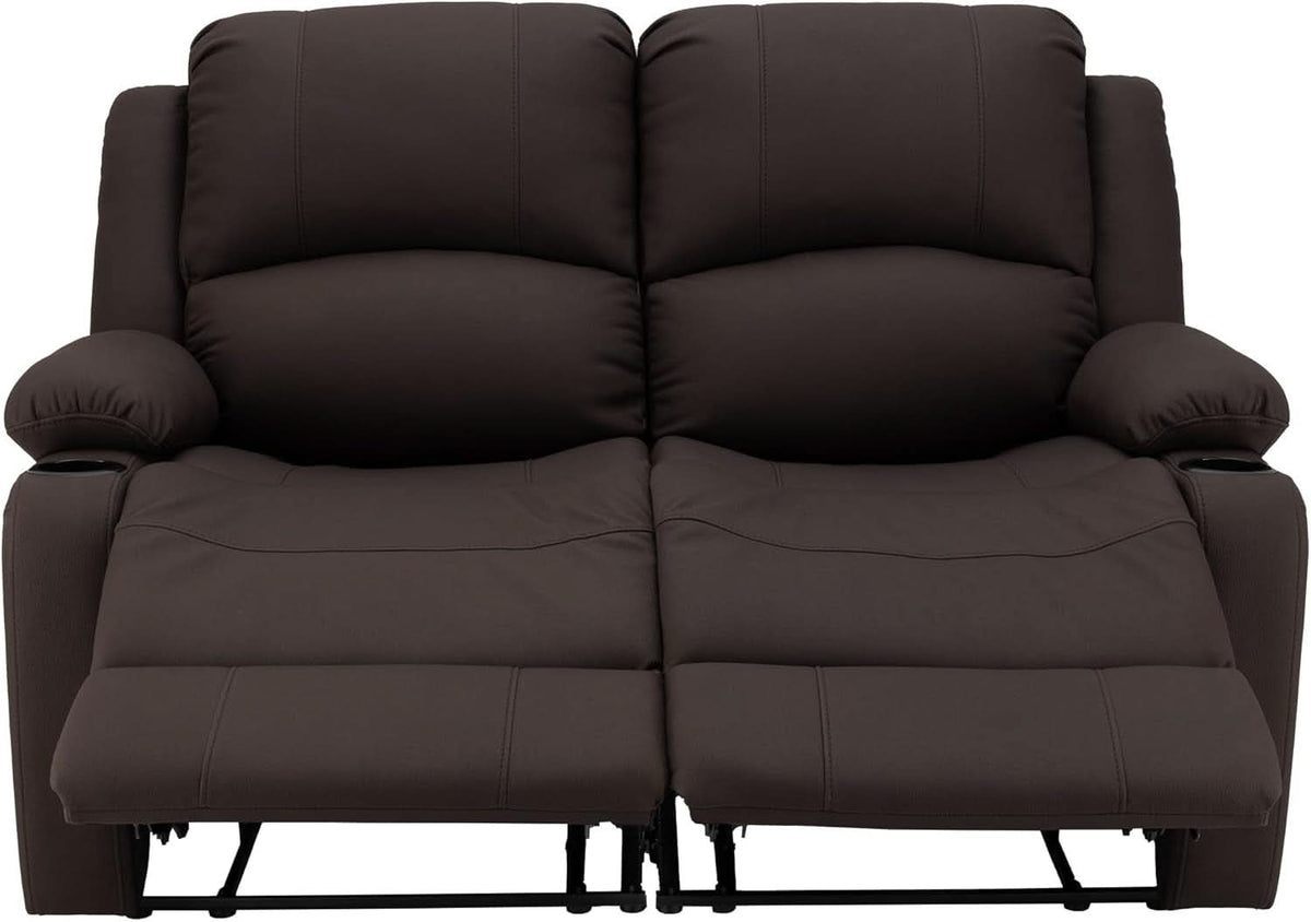 58 Inch Double Wall Hugger Theater Recliner Sofa, Chocolate