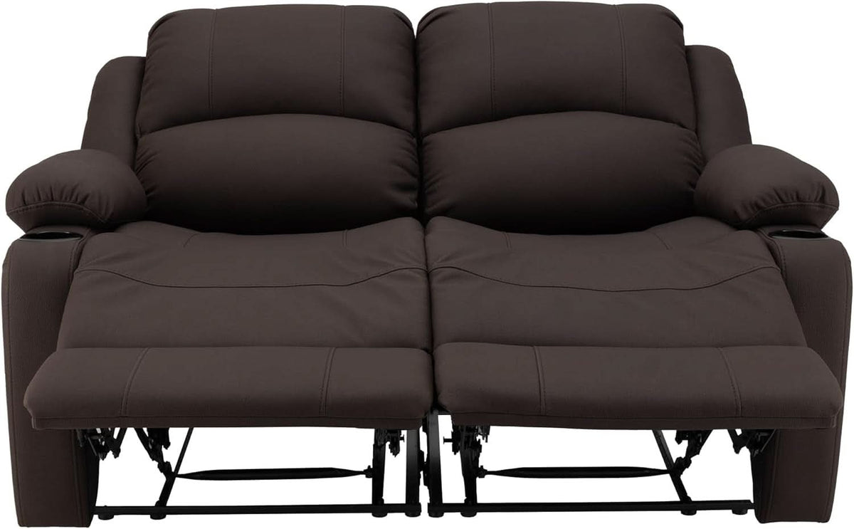 58 Inch Double Wall Hugger Theater Recliner Sofa, Chocolate