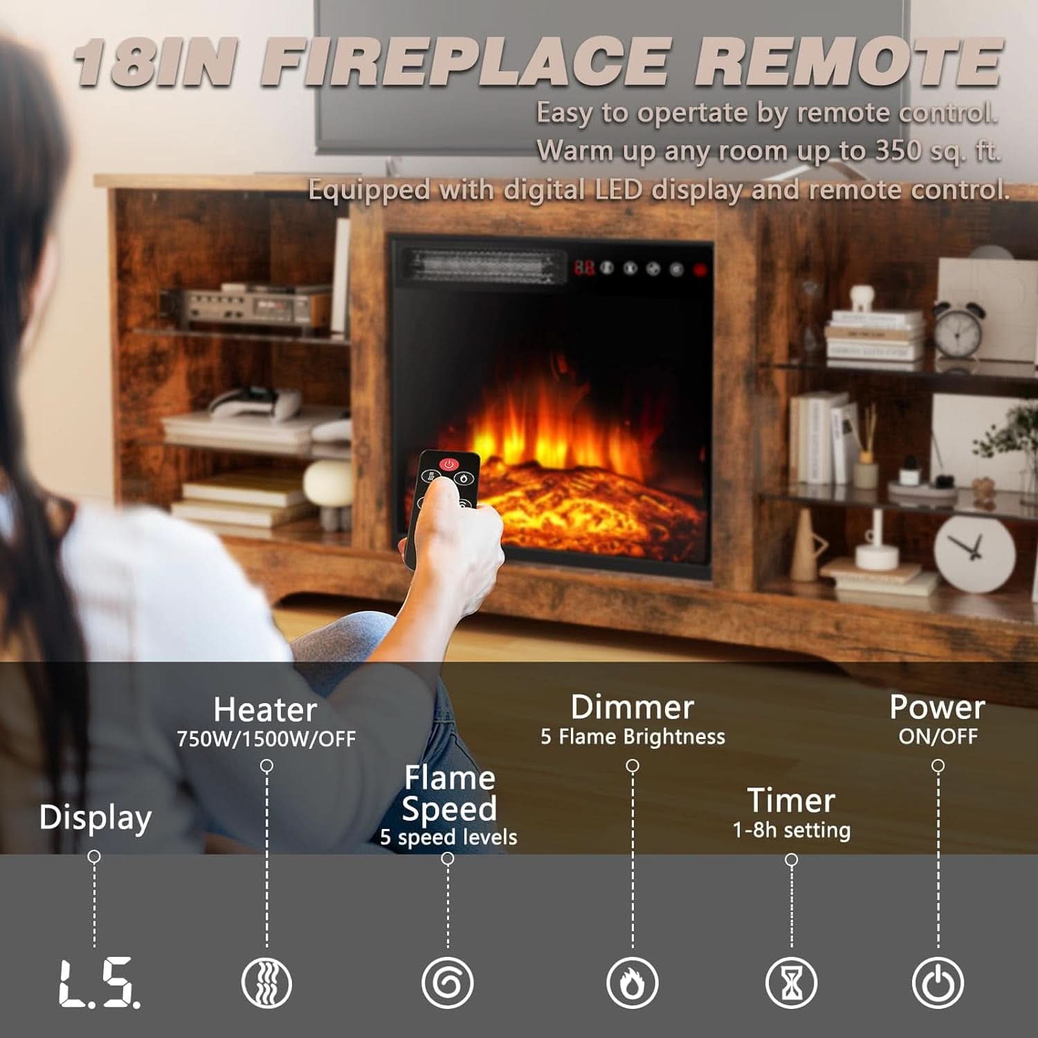 58 Inch Electric Fireplace TV Stand For 65 Inch Televisions