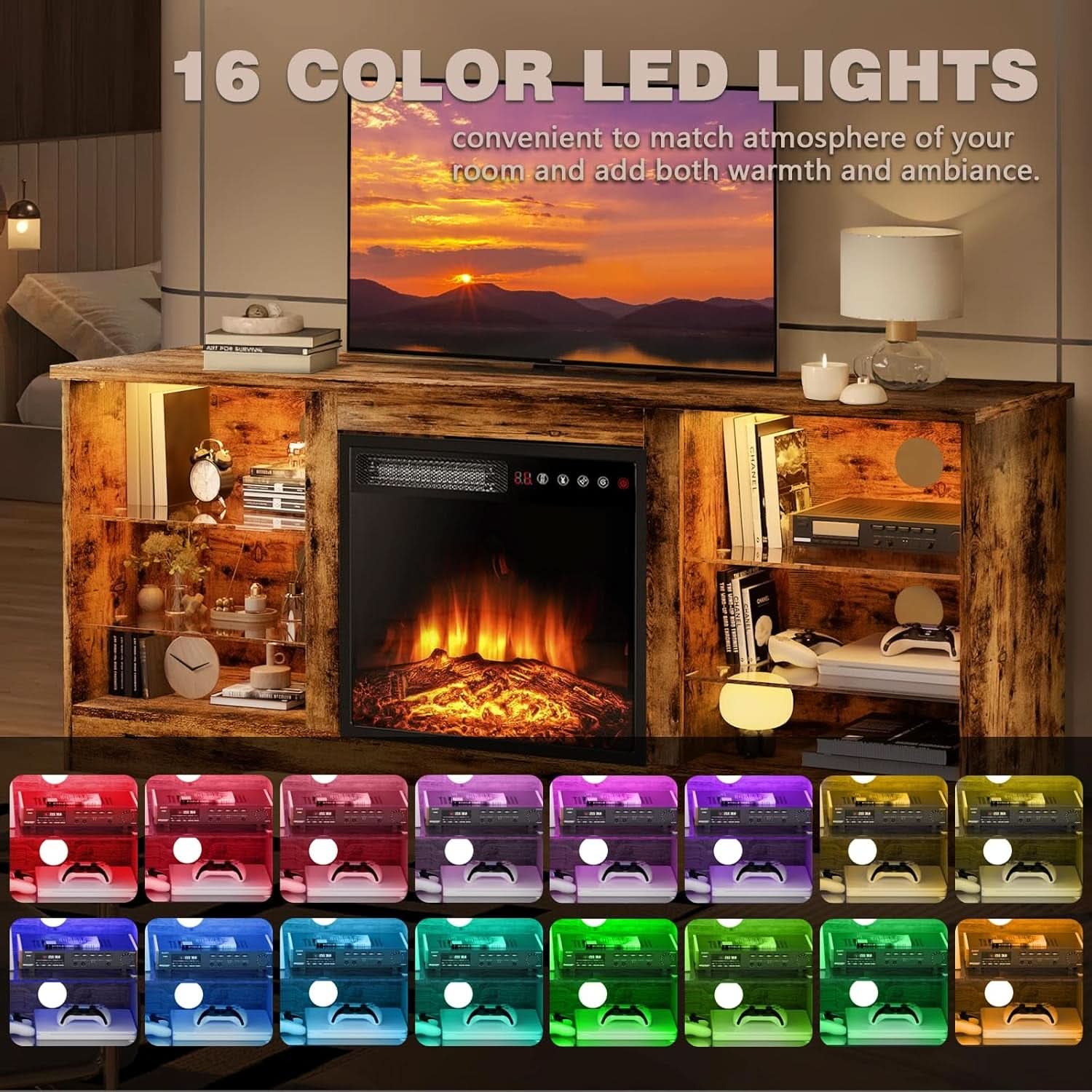 58 Inch Electric Fireplace TV Stand For 65 Inch Televisions