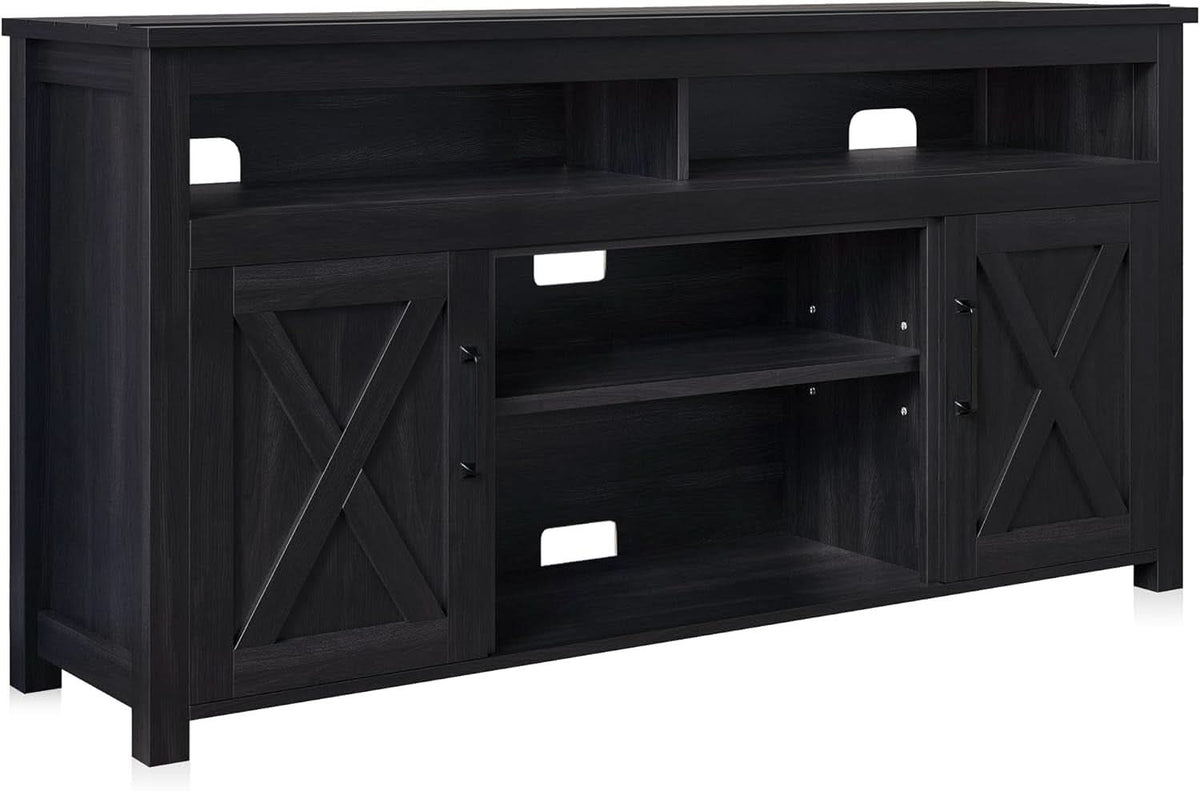 58 Inch Rustic TV Stand With Barn Door Cabinets For TVs Up To 65 Inches