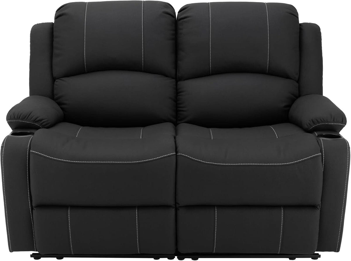 58 Inch Wall Hugger RV Theater Seats Double Recliner Black