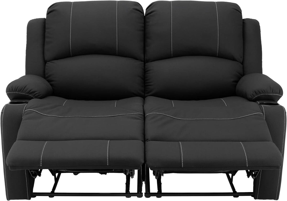 58 Inch Wall Hugger RV Theater Seats Double Recliner Black
