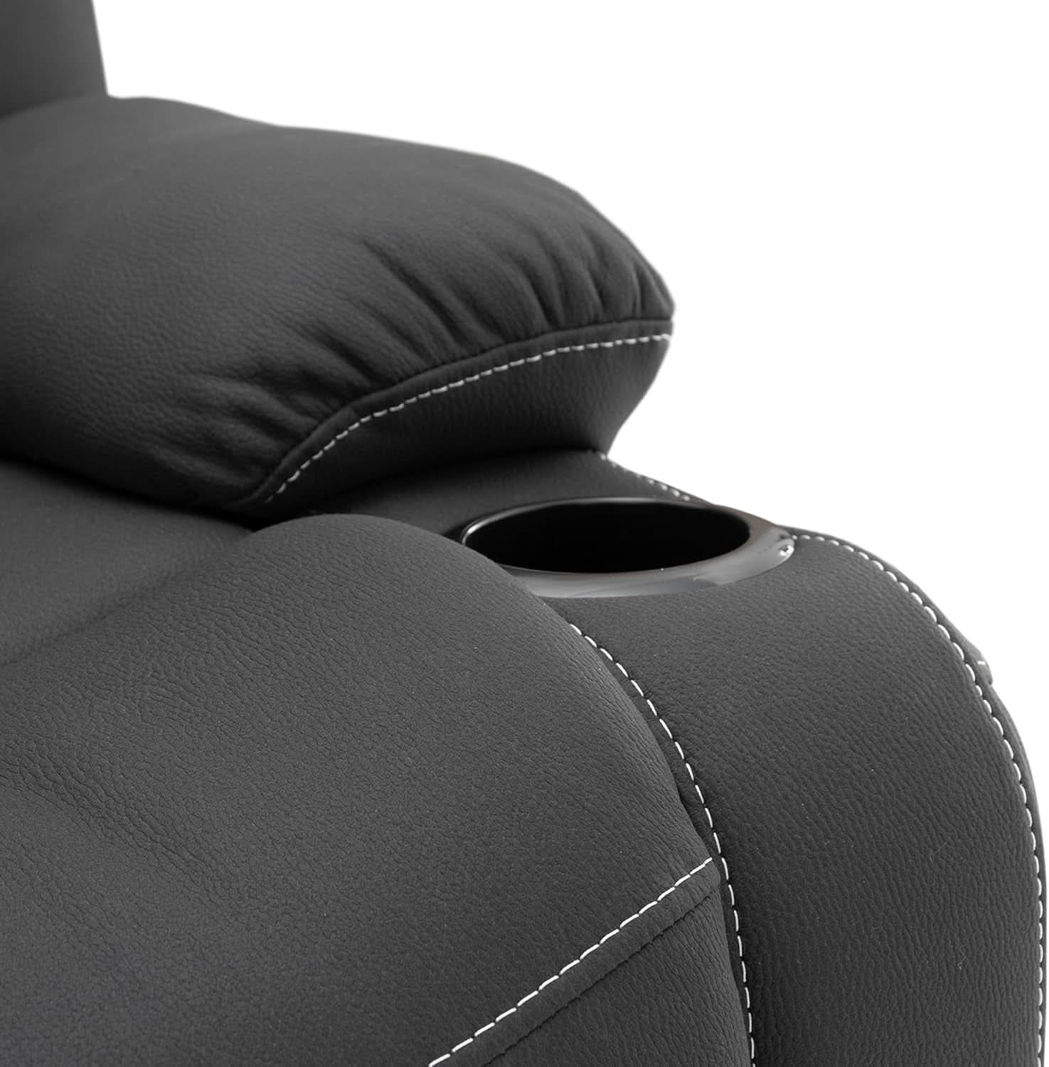 58 Inch Wall Hugger RV Theater Seats Double Recliner Black