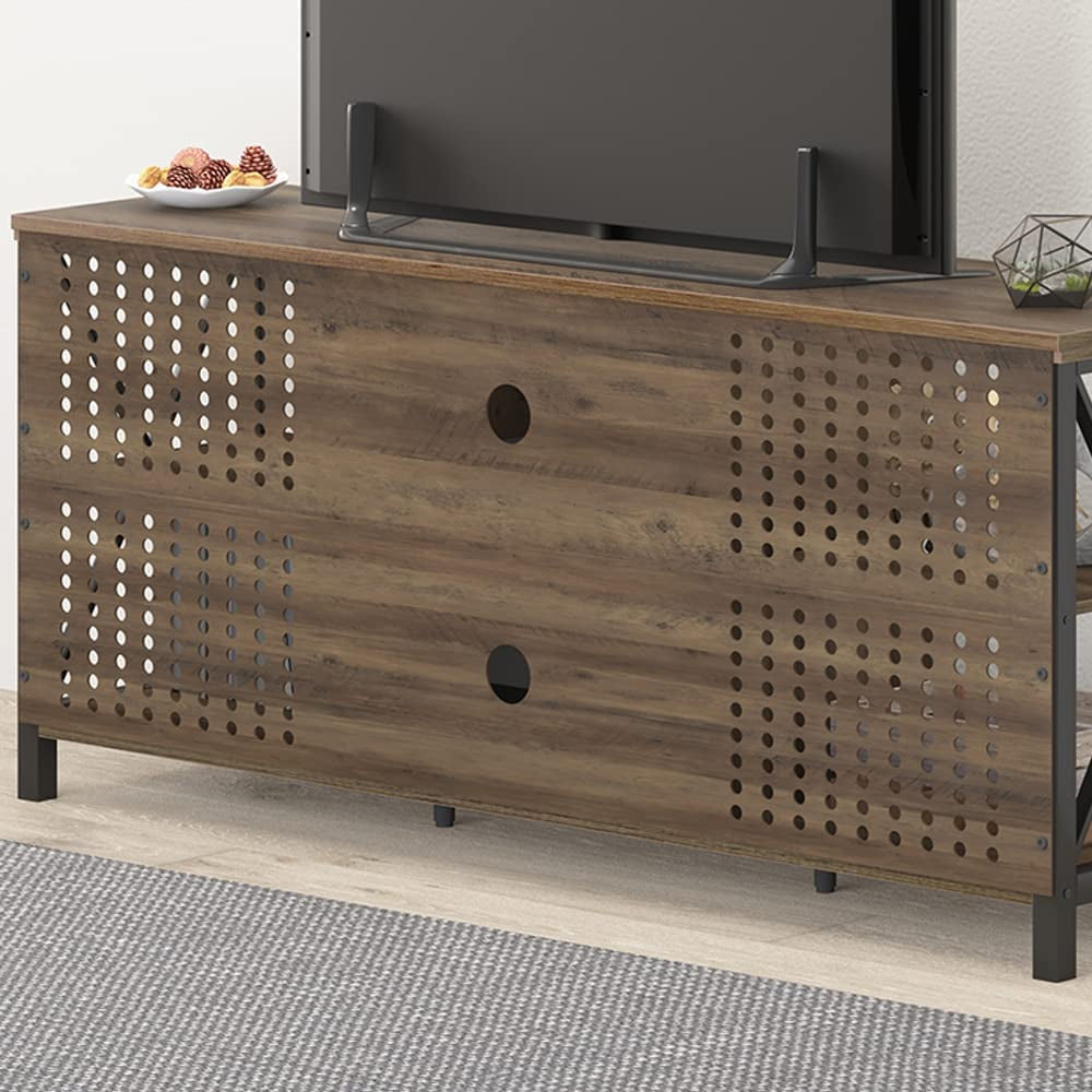 59 Inch Rustic Industrial TV Stand With Adjustable Shelves