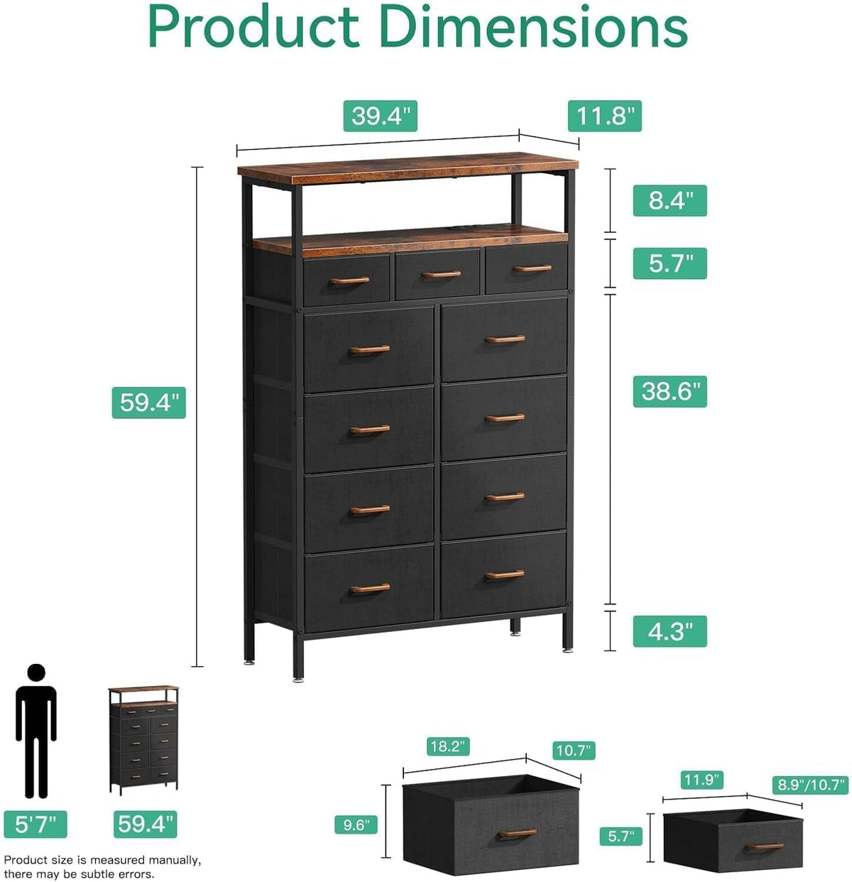 59 Inch Tall Dresser With Integrated Charging Station