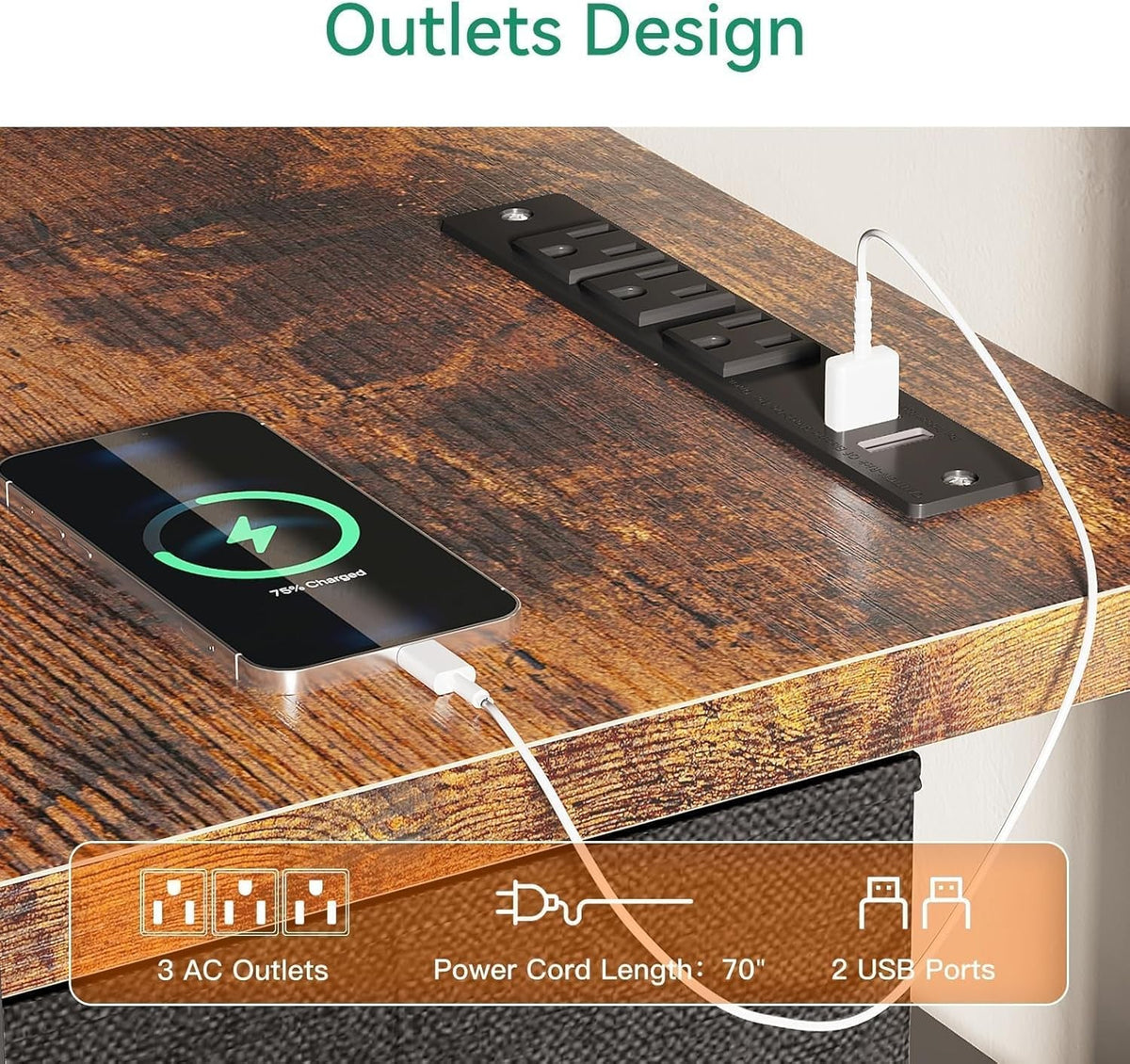 59 Inch Tall Dresser With Integrated Charging Station