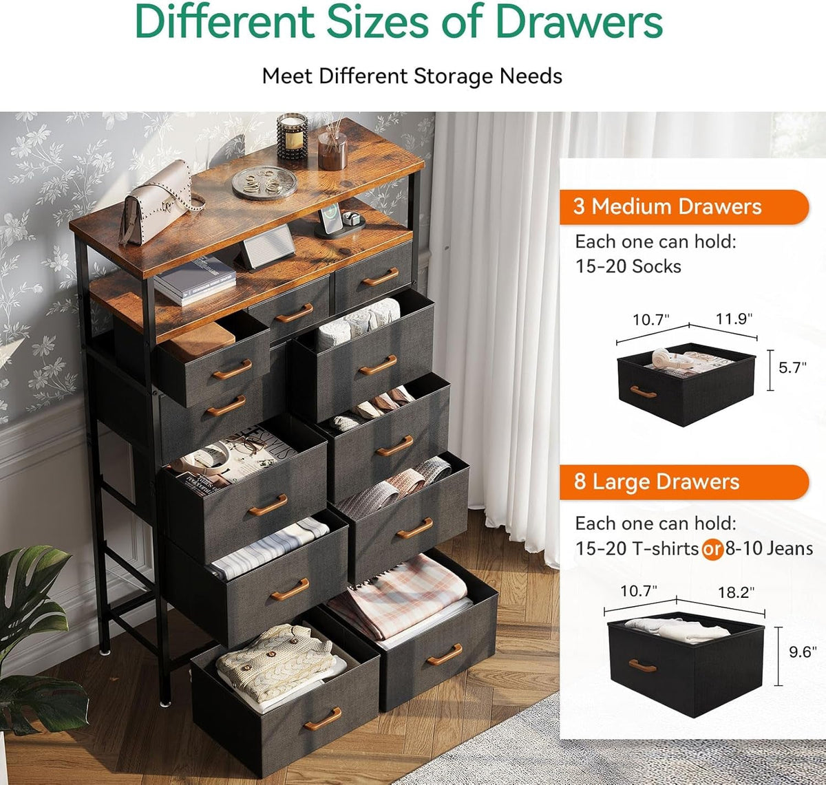 59 Inch Tall Dresser With Integrated Charging Station