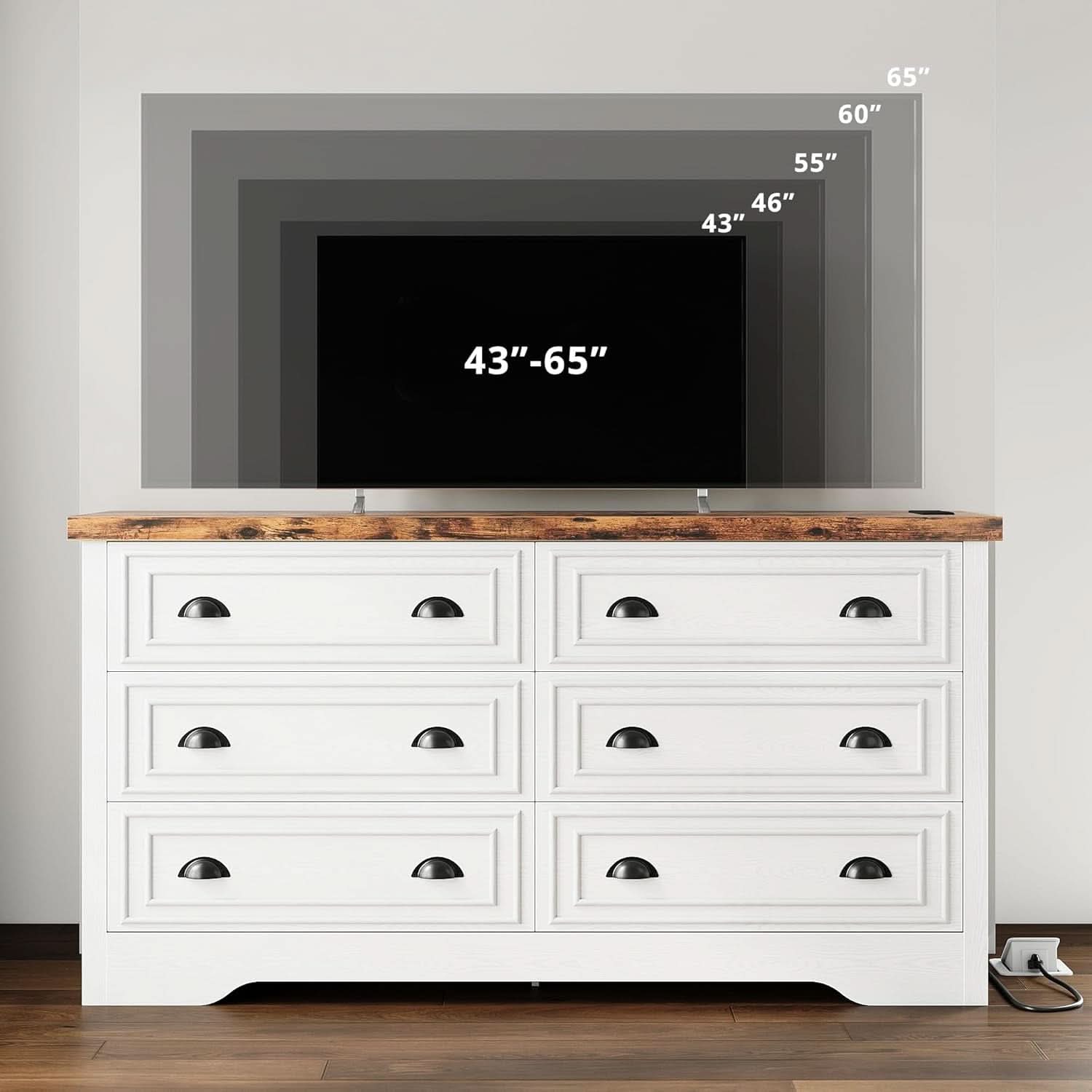 59Inch Dresser With BuiltIn Charging Station USB Port