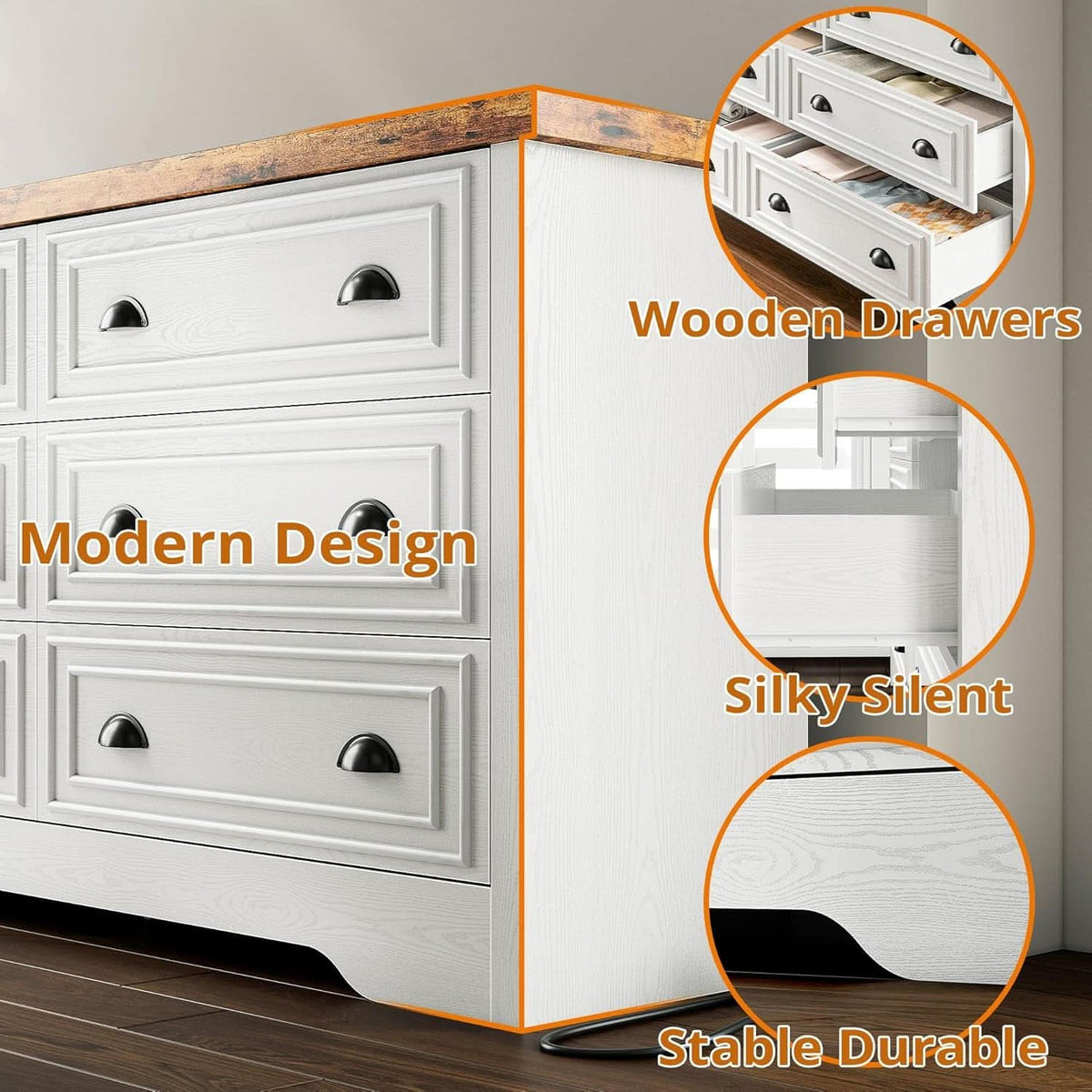 59Inch Dresser With BuiltIn Charging Station USB Port