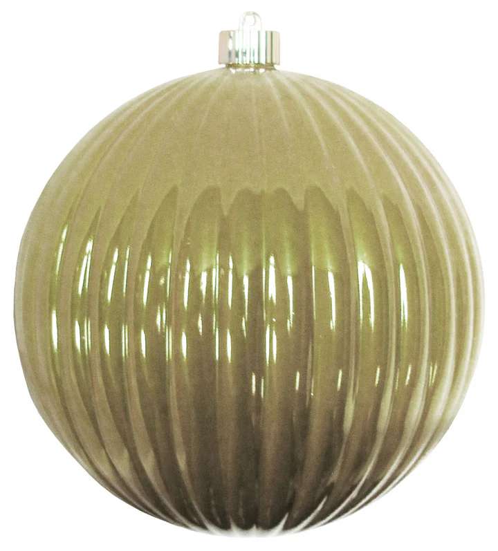 6" (150mm) Commercial Shatterproof Ball Ornament - Shiny Guilded Gold Ripples