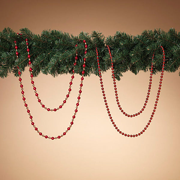 6 Foot Red Holiday Bead Garland - Small Bead