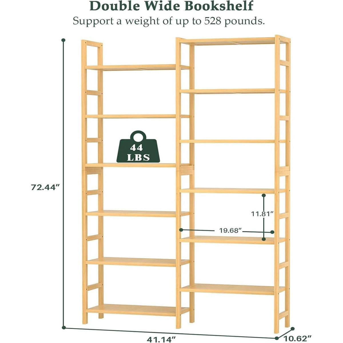 6 Ft Tall Bamboo Bookshelf For Home Office Living Room