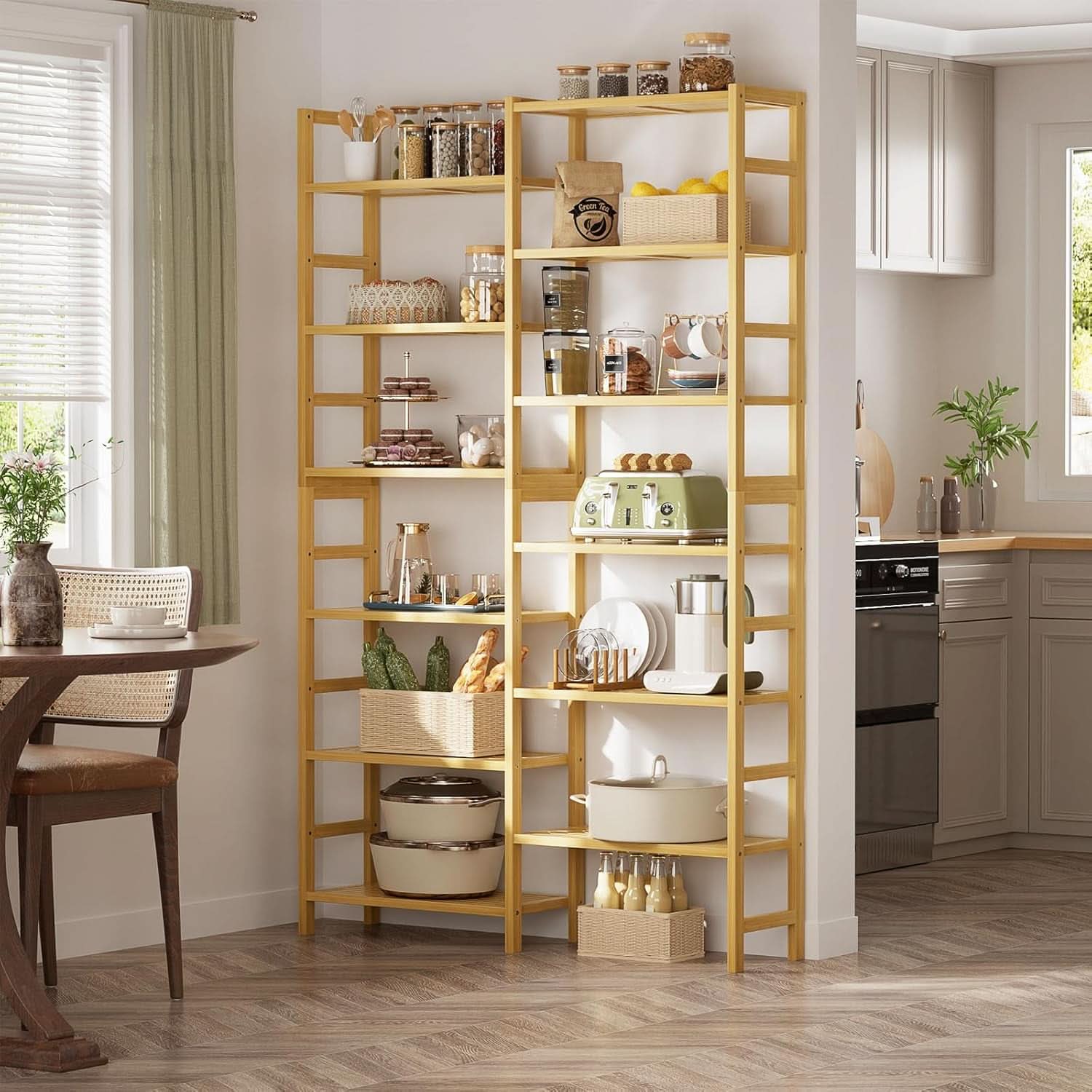 6 Ft Tall Bamboo Bookshelf For Home Office Living Room