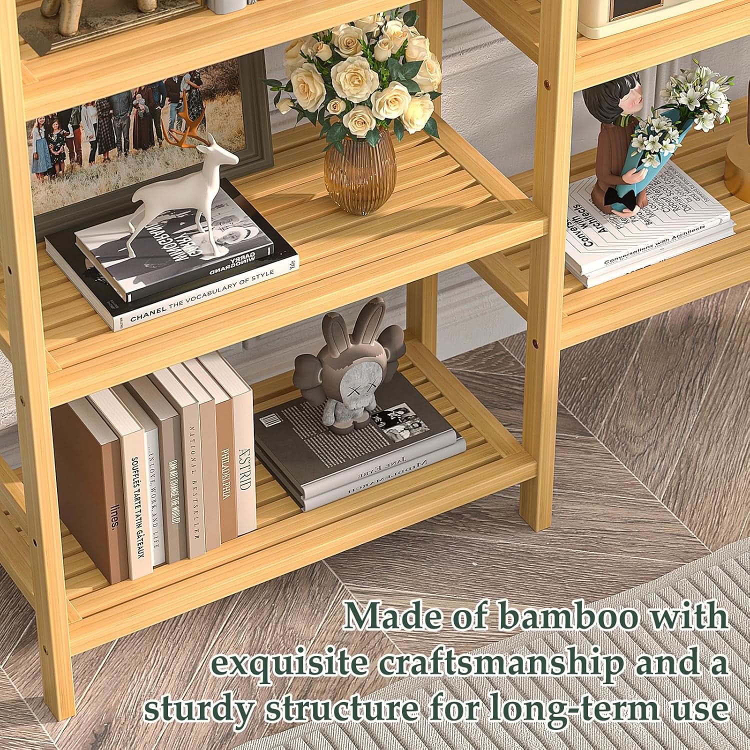 6 Ft Tall Bamboo Bookshelf For Home Office Living Room