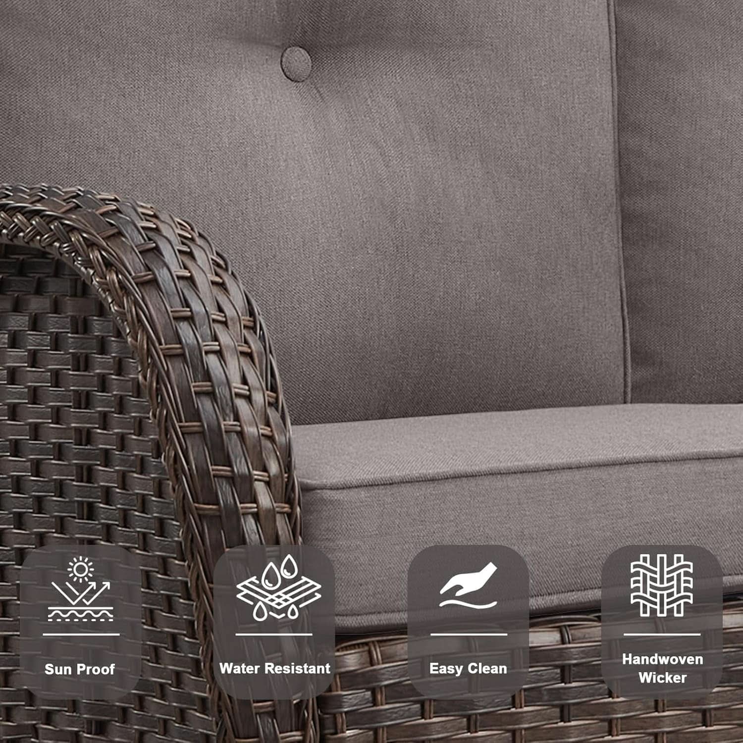 6 Piece Outdoor Patio Conversation Set Brown Wicker