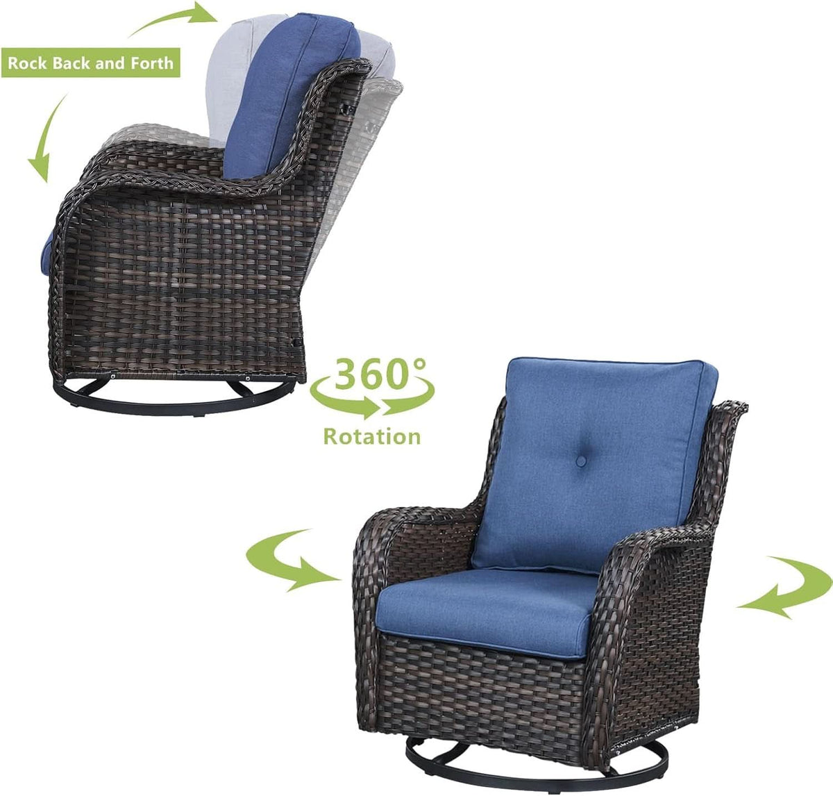 6 Piece Outdoor Patio Furniture Set With Swivel Chairs
