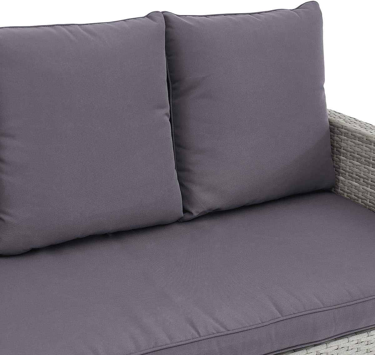 6 Piece Patio Dining Set Outdoor Space Saving Rattan Grey