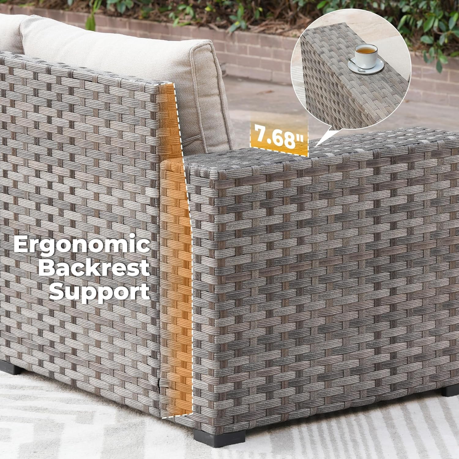 6 Piece Patio Furniture Set Outdoor Sectional Sofa Beige