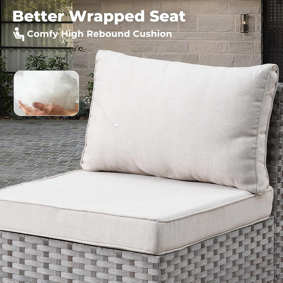 6 Piece Patio Furniture Set Outdoor Sectional Sofa Beige