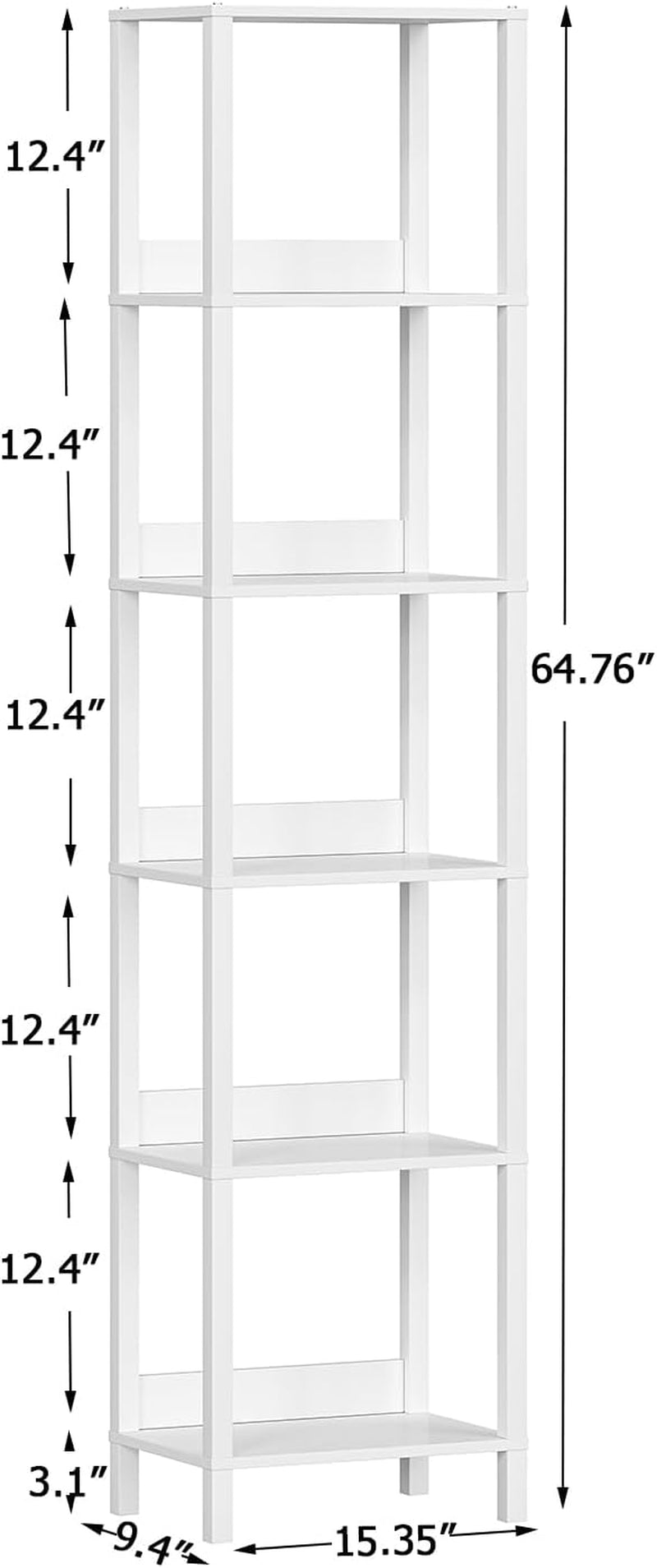 6 Tier Bookshelf With Anti Fall Baffle 64.8 Inch Tall