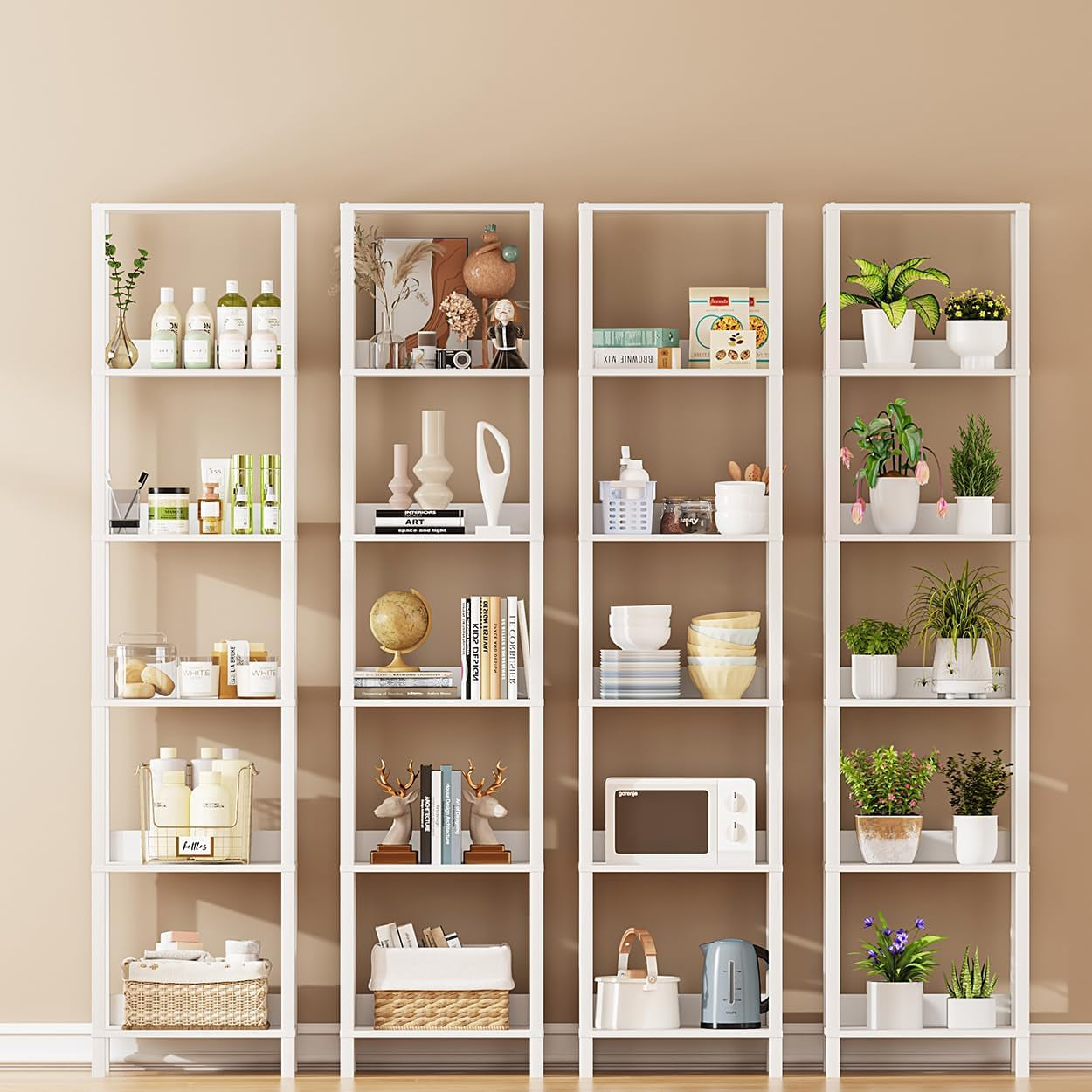 6 Tier Bookshelf With Anti Fall Baffle 64.8 Inch Tall