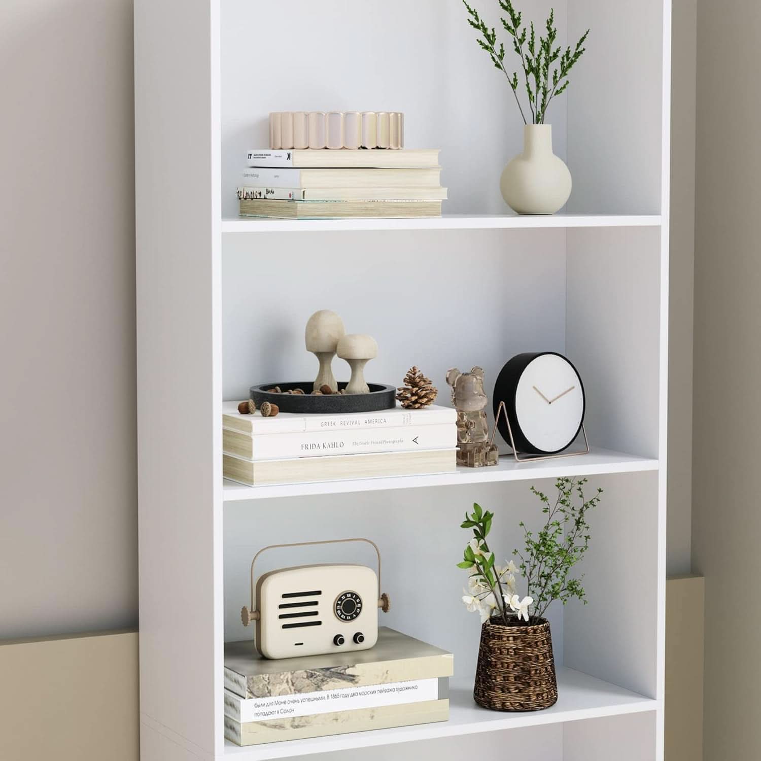 6 Tier Open Bookcase Freestanding White Storage Shelf