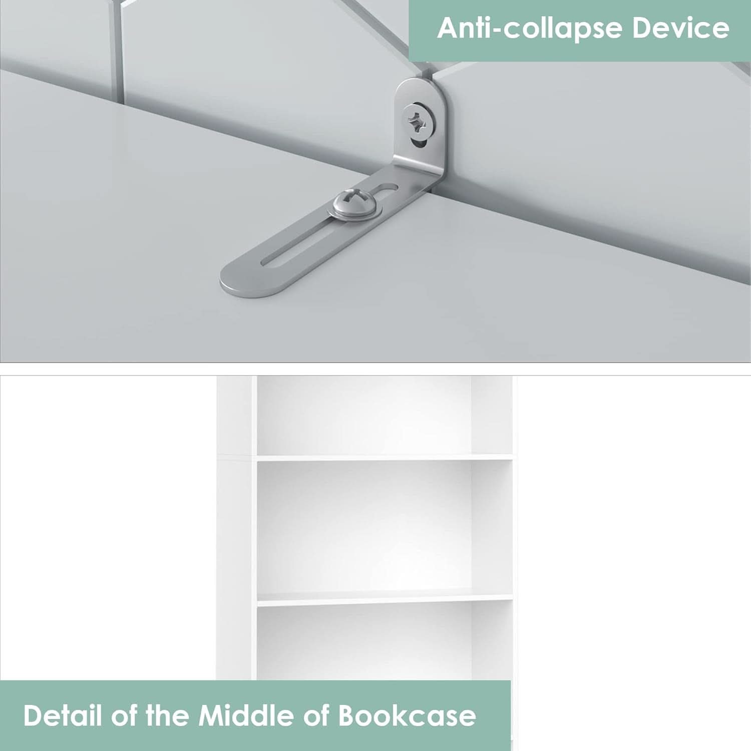 6 Tier Open Bookcase Freestanding White Storage Shelf