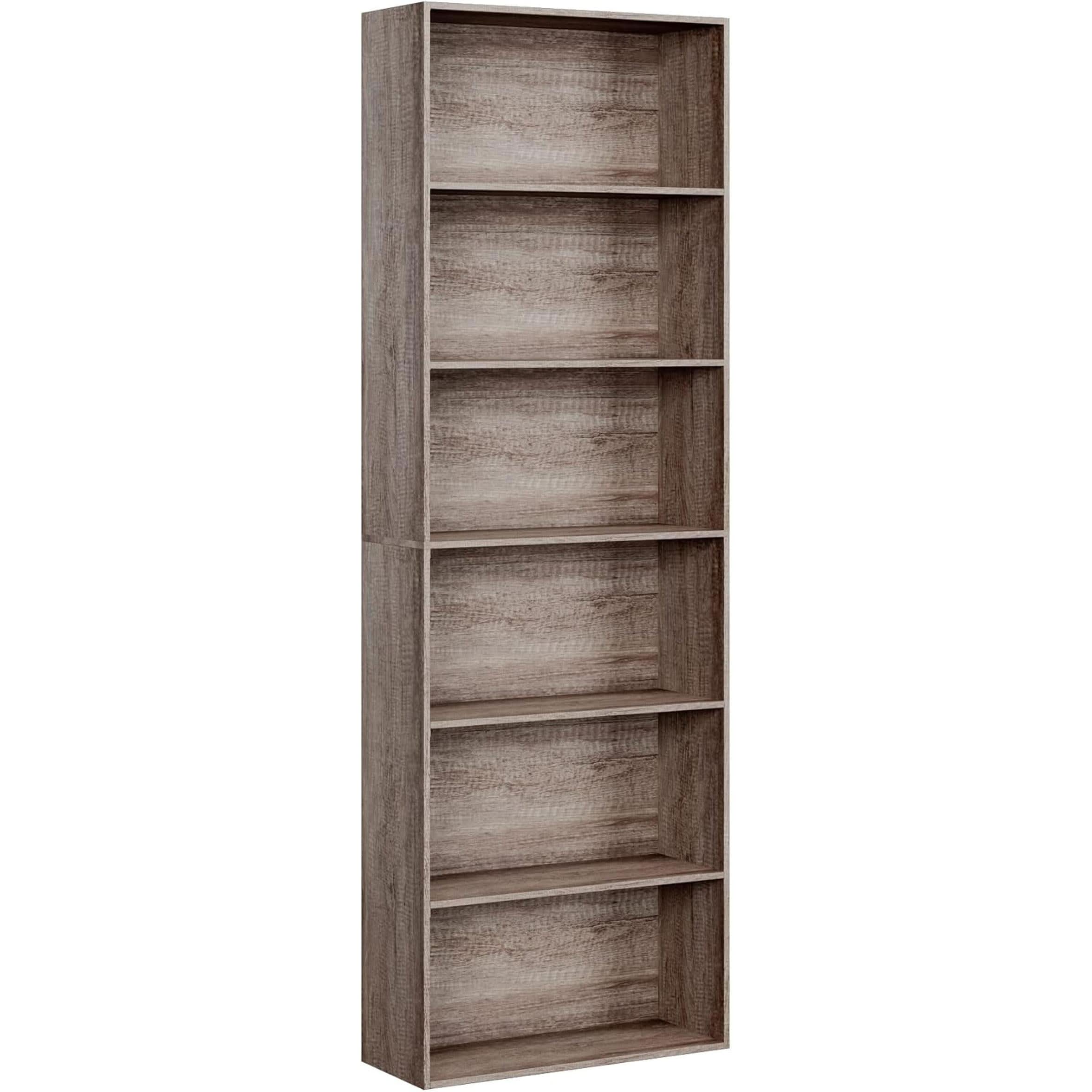 6 Tier Open Bookcase Gray Freestanding For Bedroom Space