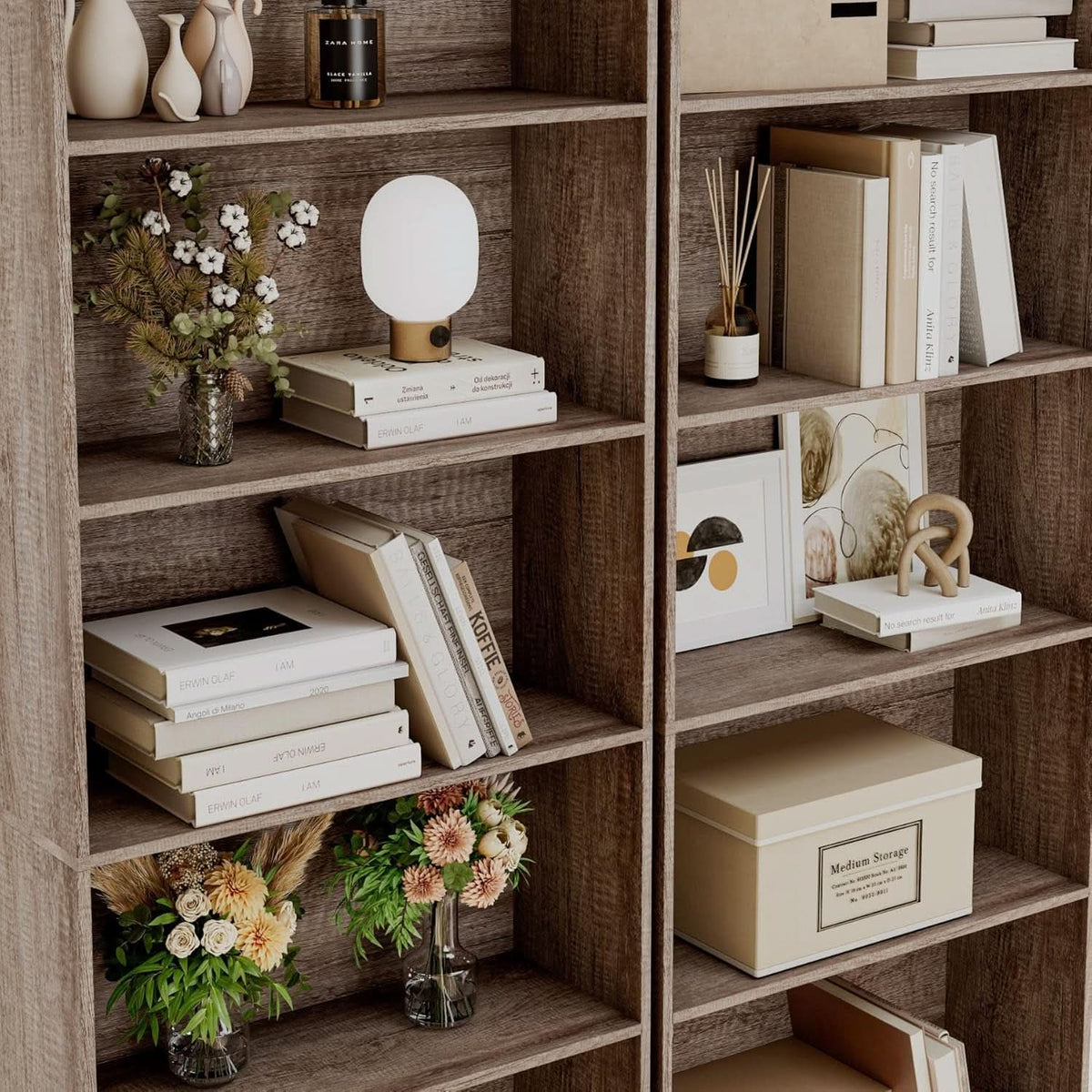 6 Tier Open Bookcase Gray Freestanding For Bedroom Space