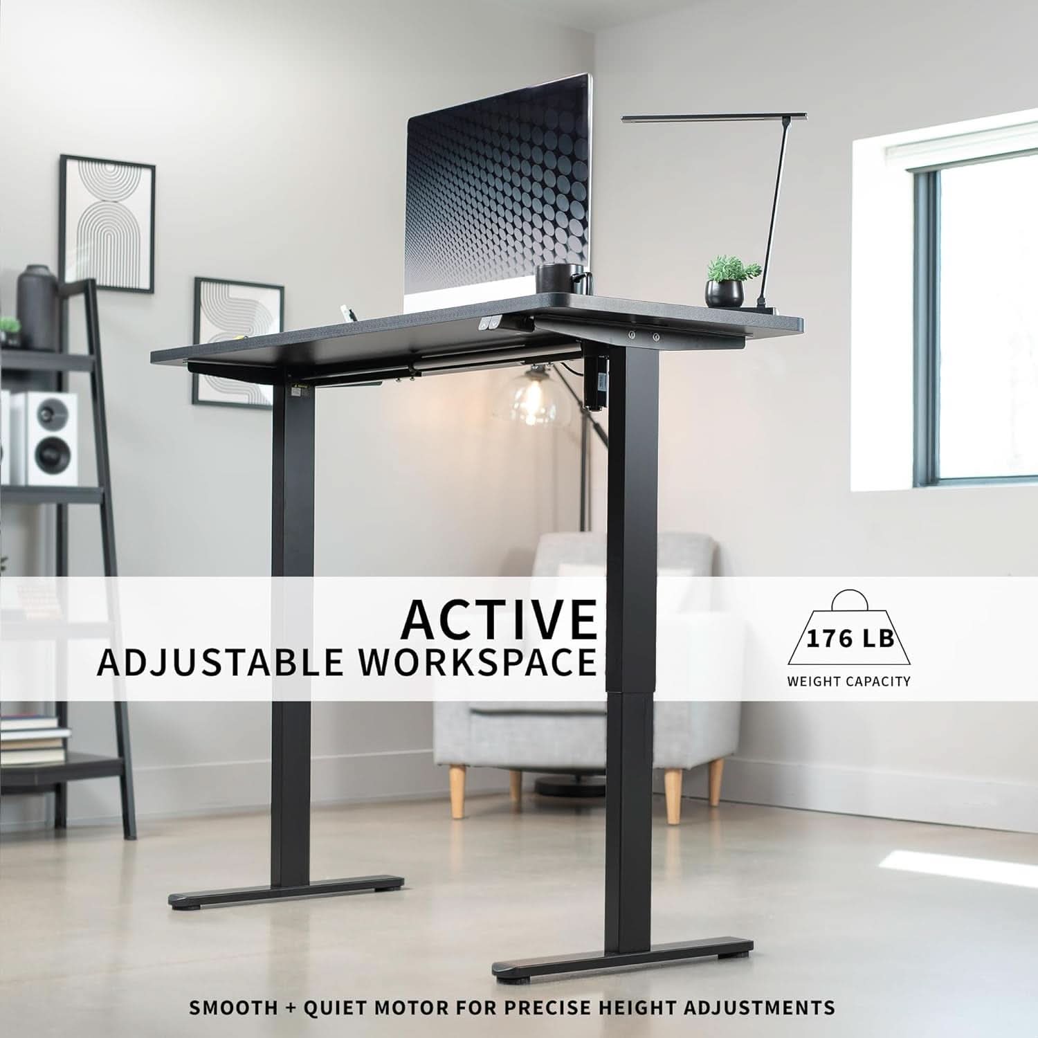 60 Inch Electric Height Adjustable Standing Desk Black
