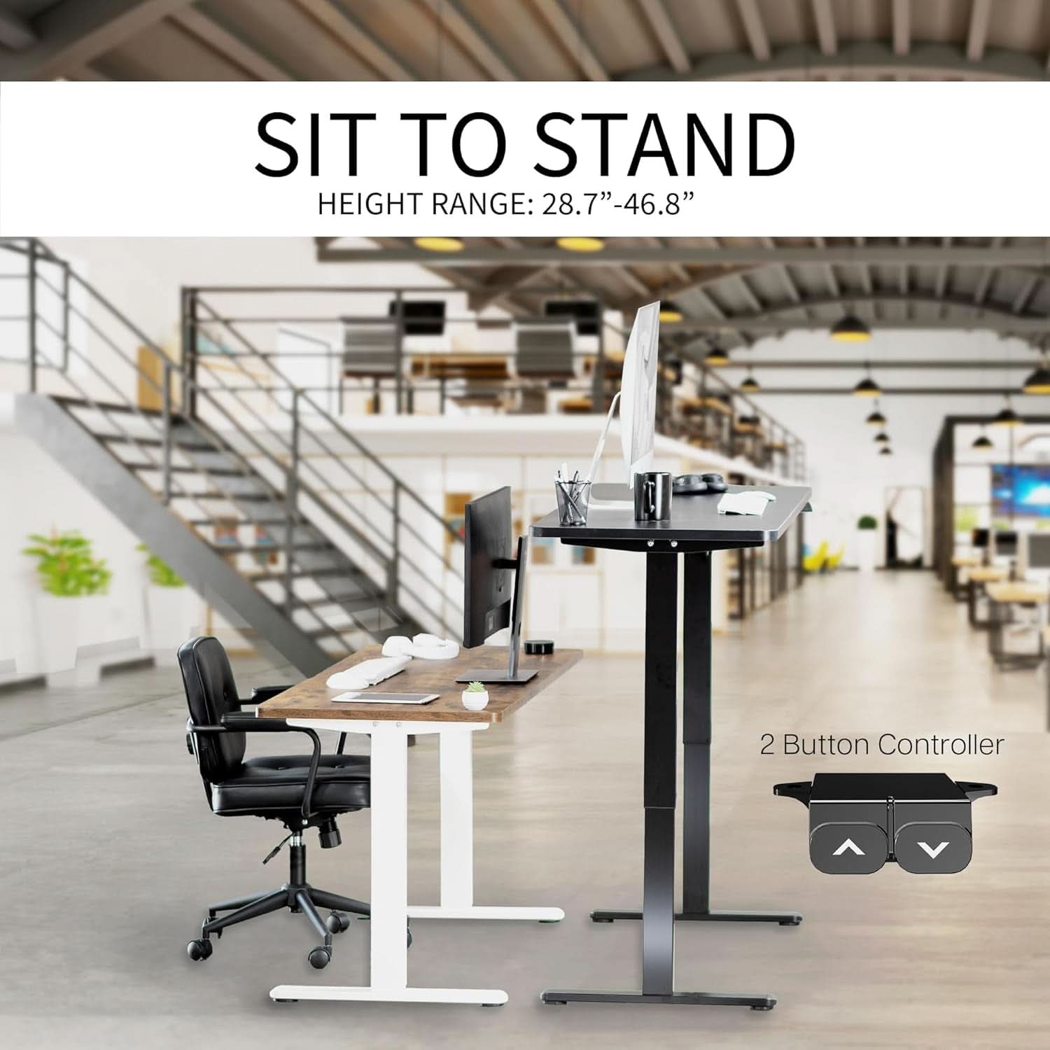 60 Inch Electric Height Adjustable Standing Desk Black