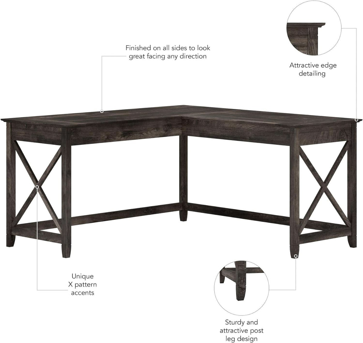 60 Inch L Shaped Desk Modern Farmhouse Home Office