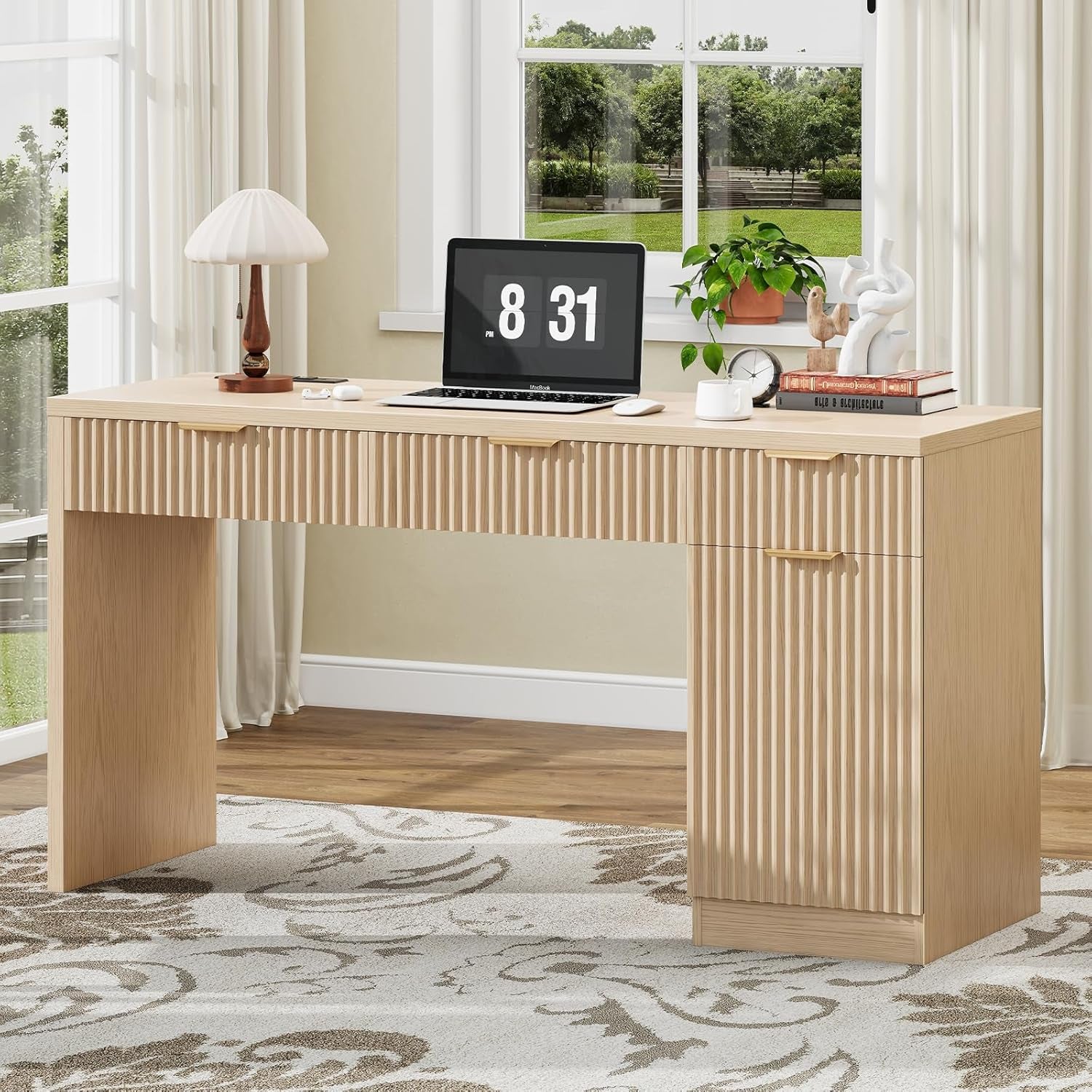 60 Inch Premium Executive Workstation Fluted Drawers