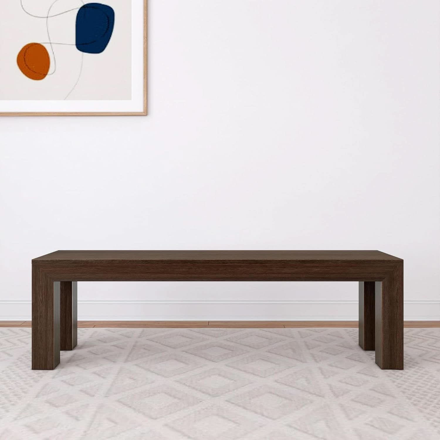 60 Inch Solid Wood Dining Bench Walnut Wirebrush Finish
