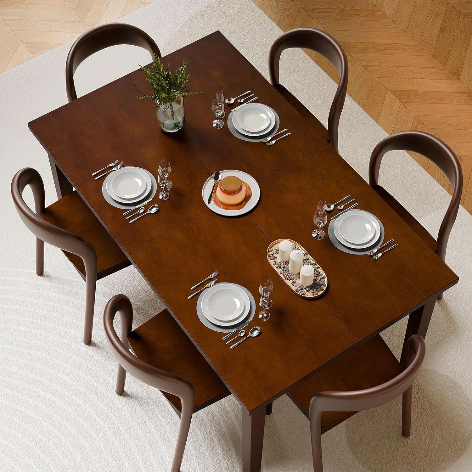 60 Inch Solid Wood Farmhouse Dining Table Cherry Finish