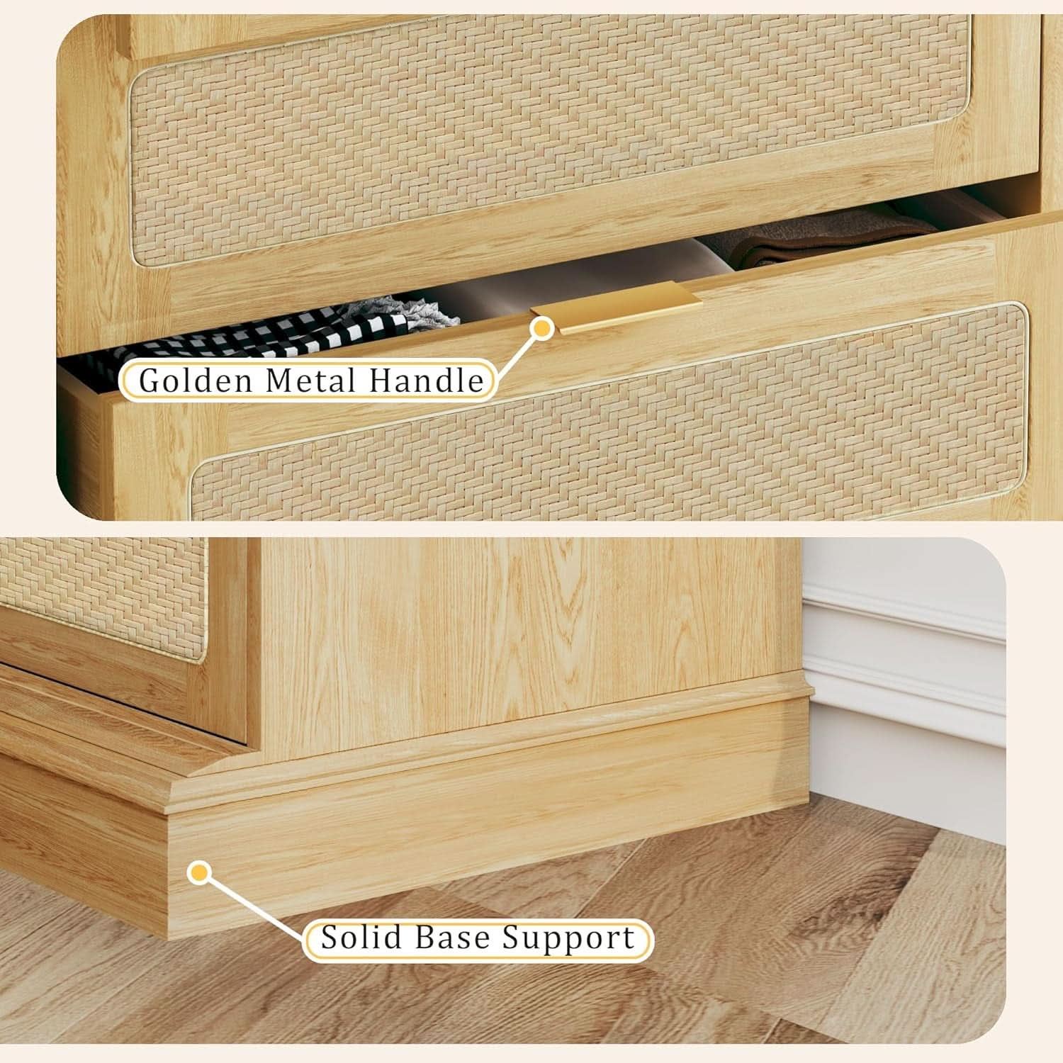 60 Inch SolidOak BohoInspired Dresser With Drawers