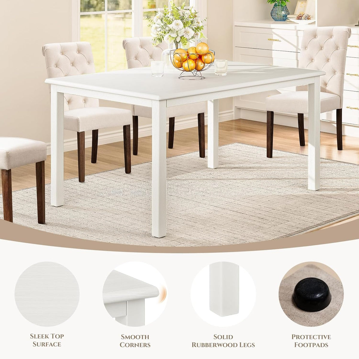 60 Inch White Dining Table For Kitchen Family Use Today