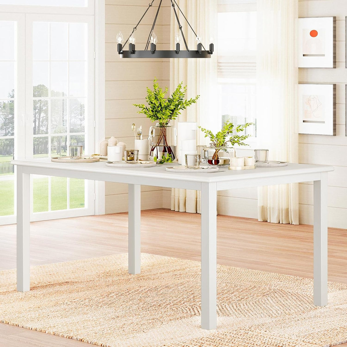 60 Inch White Dining Table For Kitchen Family Use Today
