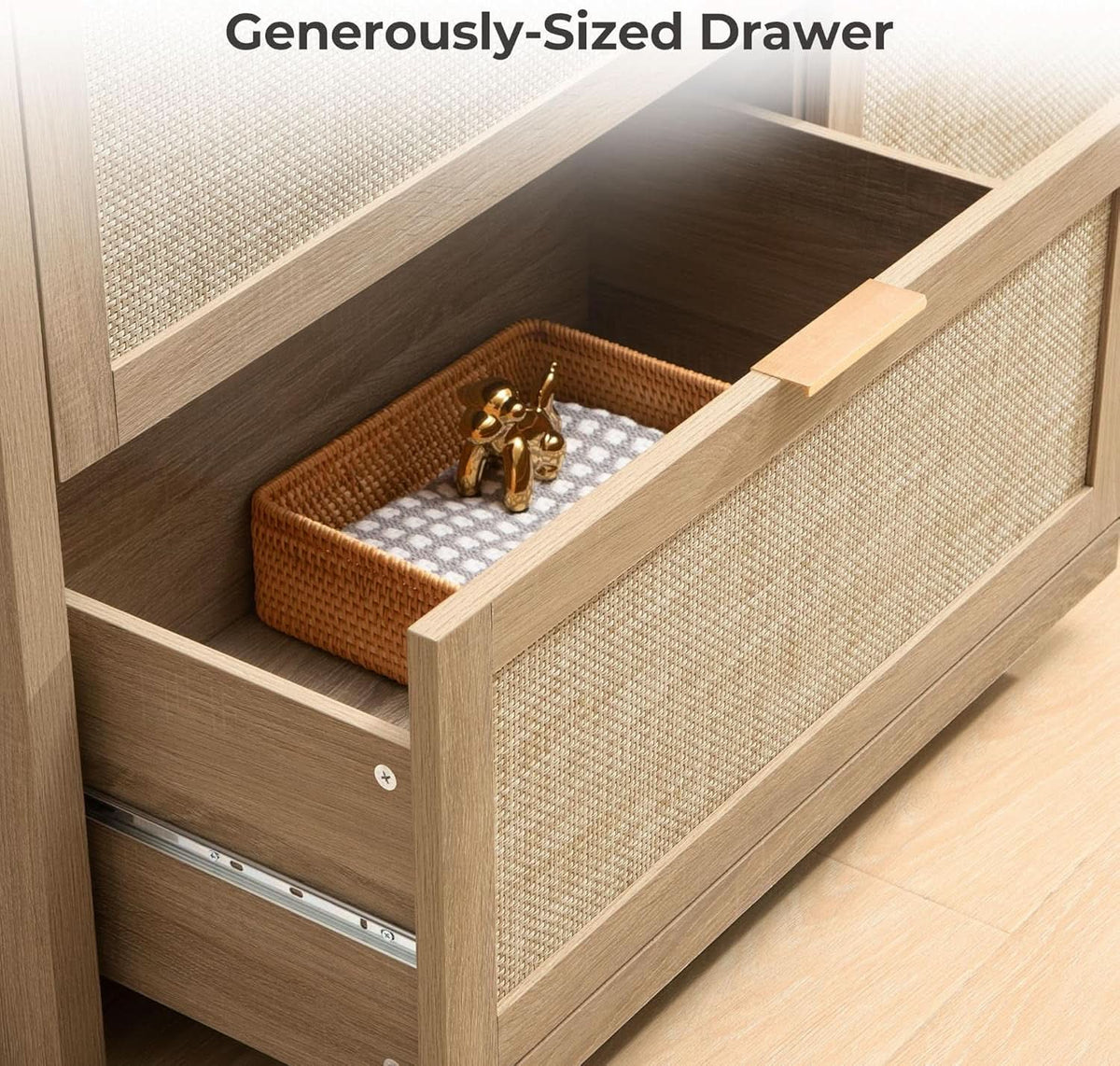 60.8 Inch Dresser Caramel Oak Finish With 7 Drawers