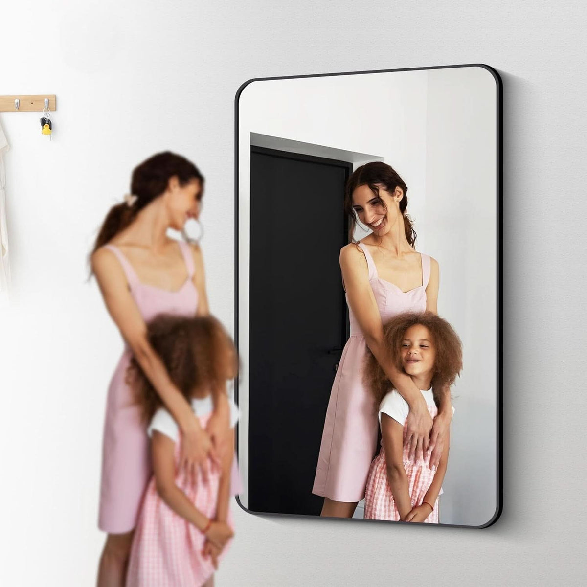 60x36 Inch Matte Black Bathroom Mirror With Metal Frame