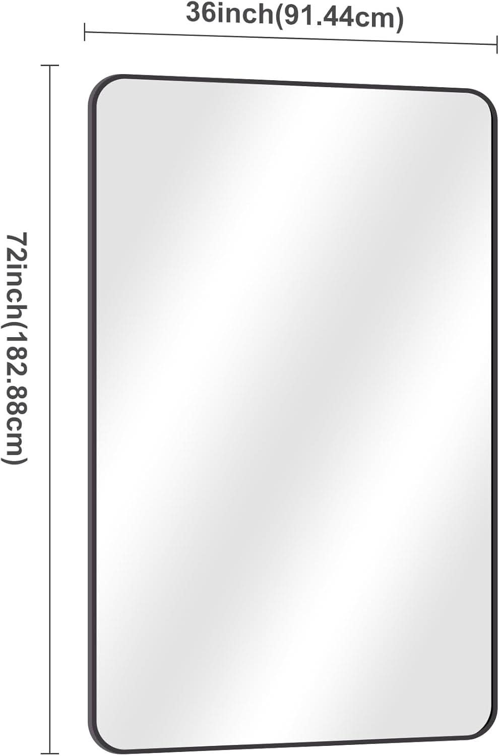 60x36 Inch Matte Black Bathroom Mirror With Metal Frame