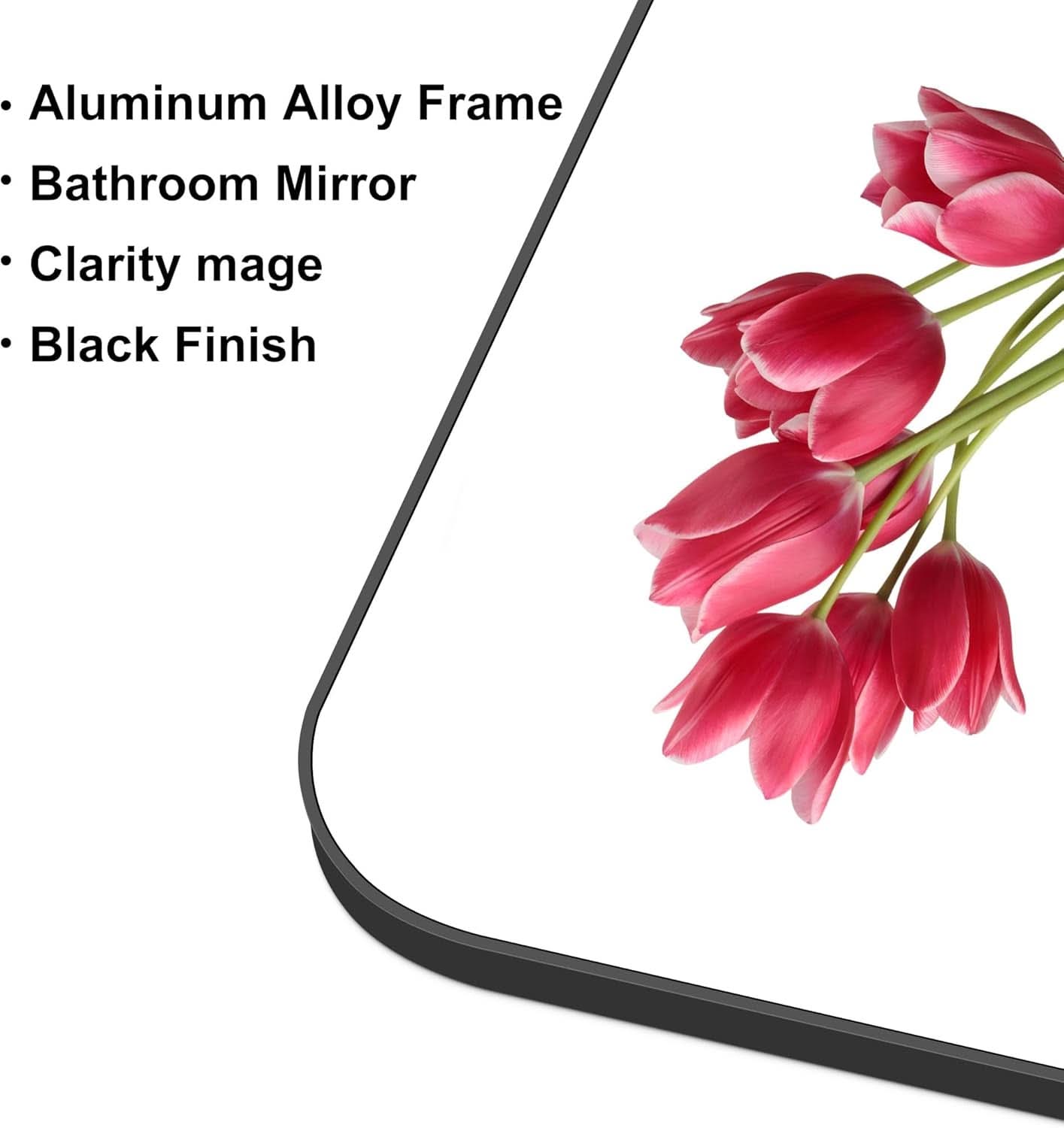 60x36 Inch Matte Black Bathroom Mirror With Metal Frame