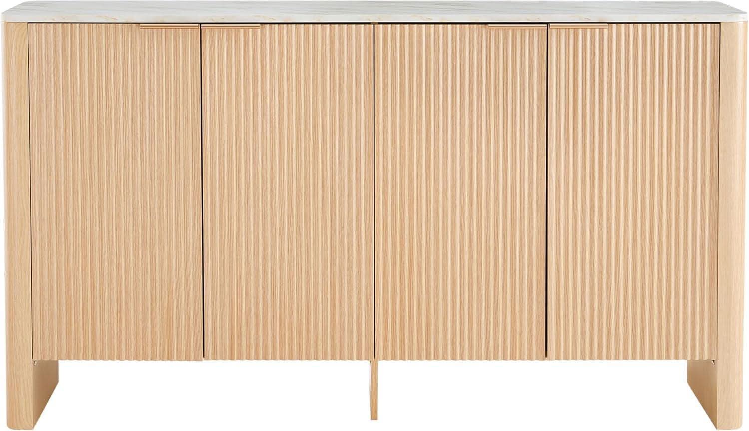 61 Inch Oak Sideboard Cabinet With Adjustable Shelves