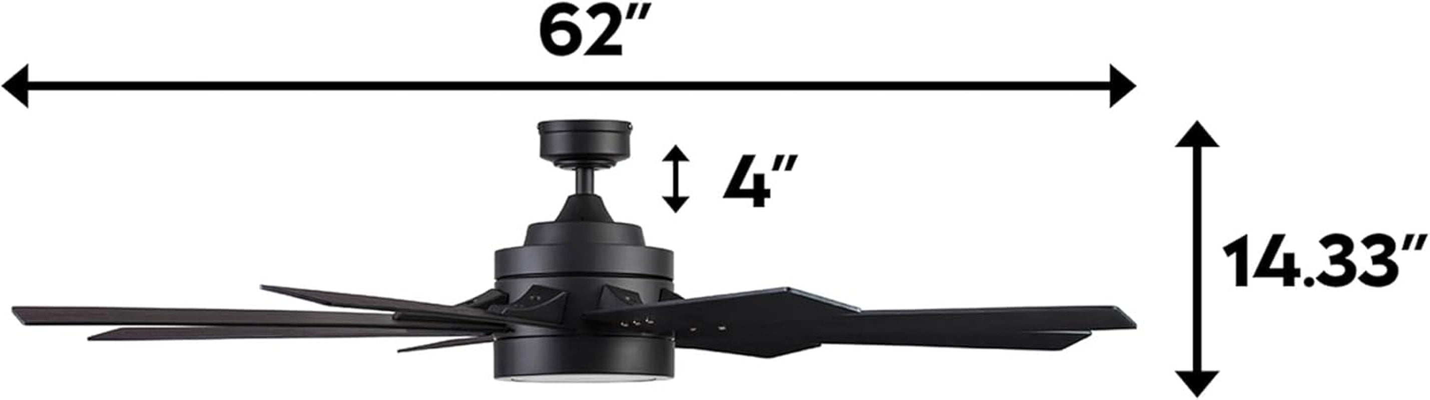 62 Inch Ceiling Fan Dimmable LED Light For Large Rooms