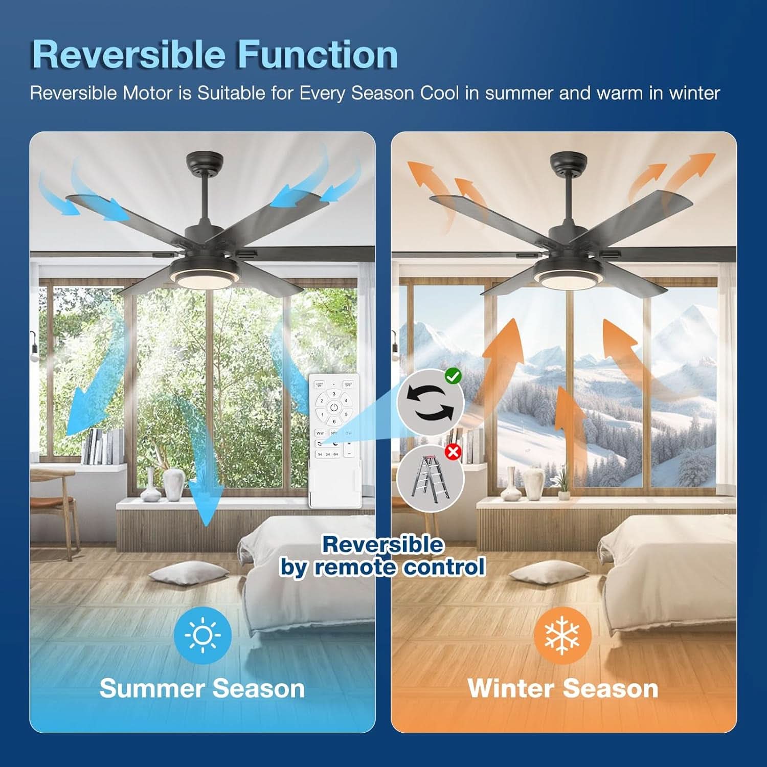 62-Inch Ceiling Fan With Lights And Remote Control Black